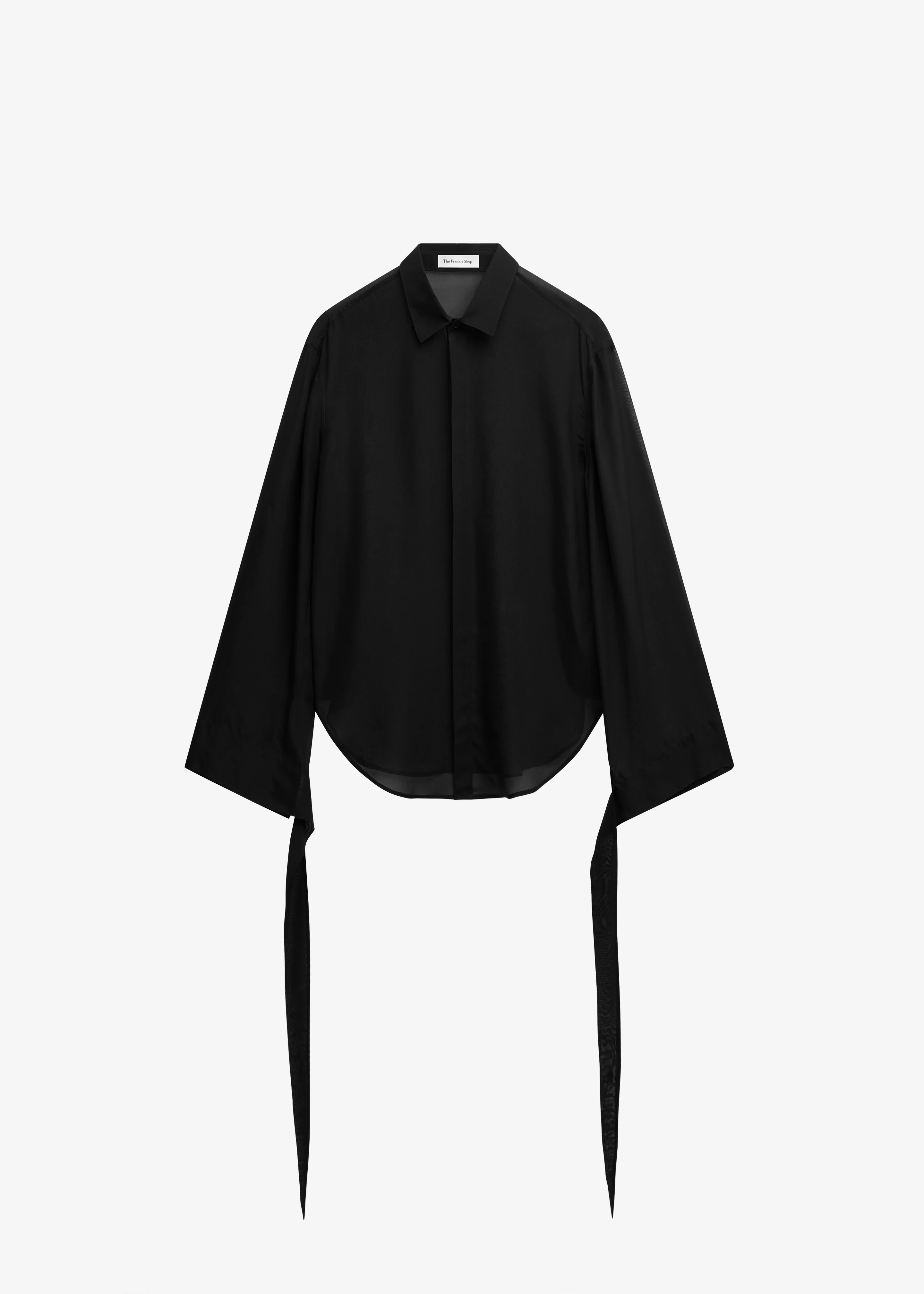 Verlin Sheer Chiffon Tie Cuff Shirt - Black - Image 12