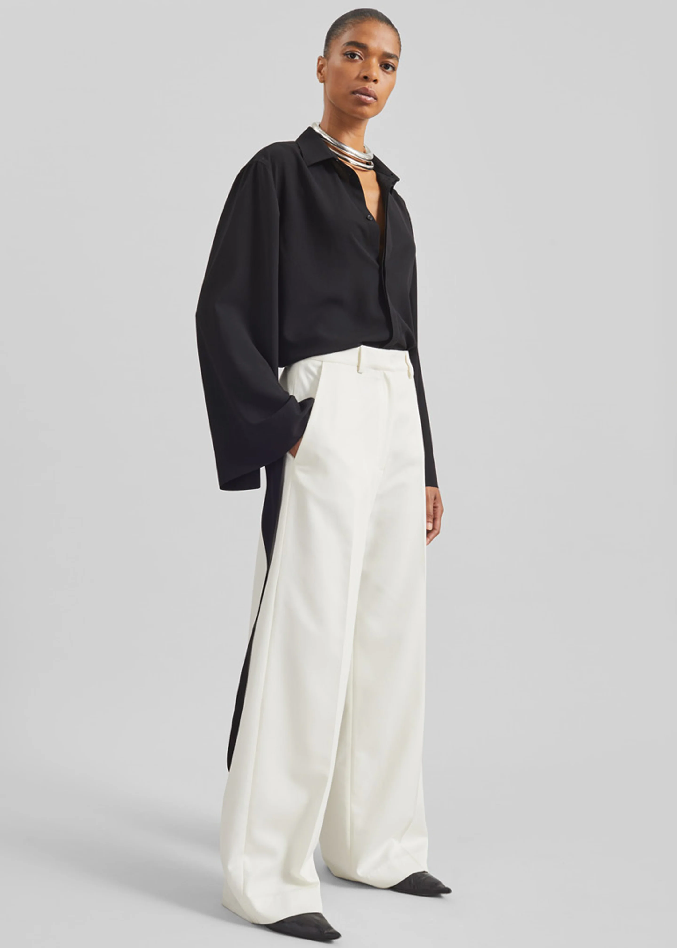 Verlin Sheer Chiffon Tie Cuff Shirt - Black - Image 6