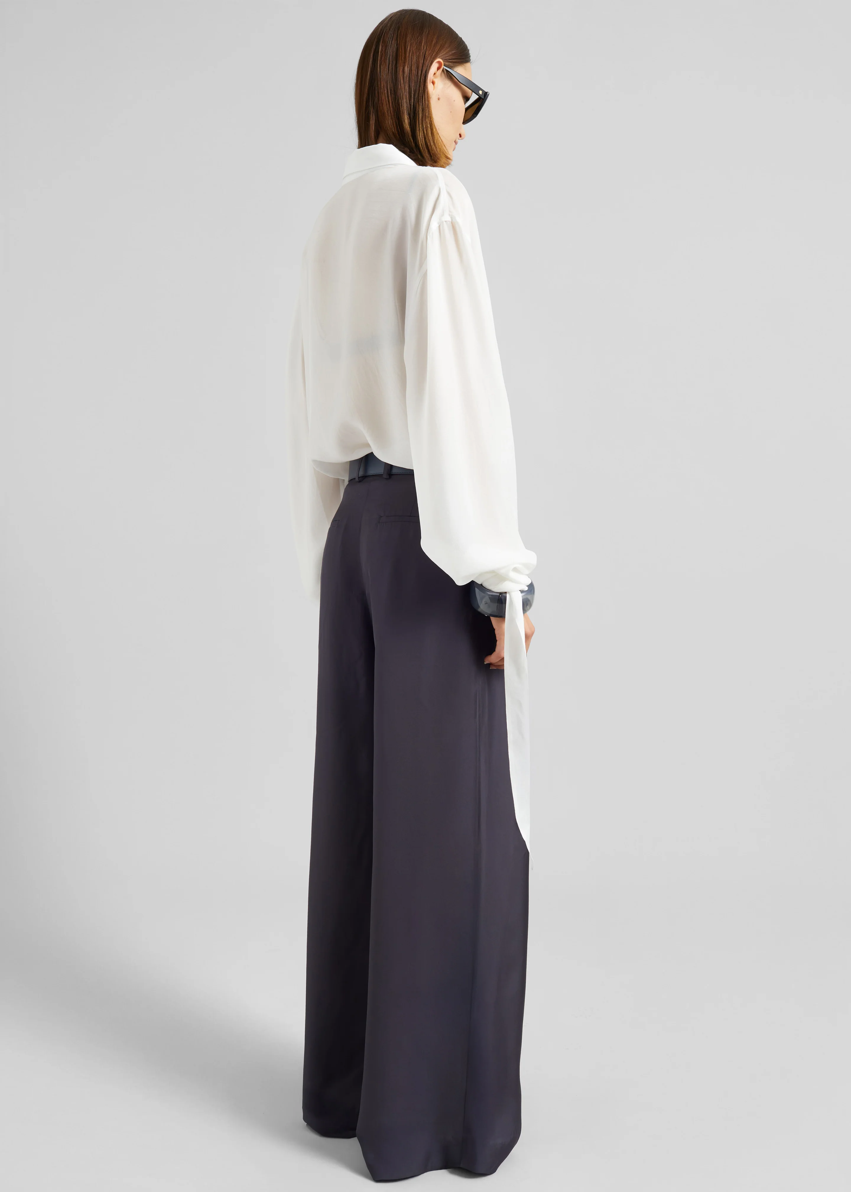 Verlin Sheer Chiffon Tie Cuff Shirt - White - Image 7