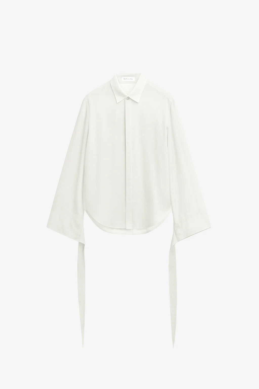 Verlin Sheer Chiffon Tie Cuff Shirt - White - Image 8