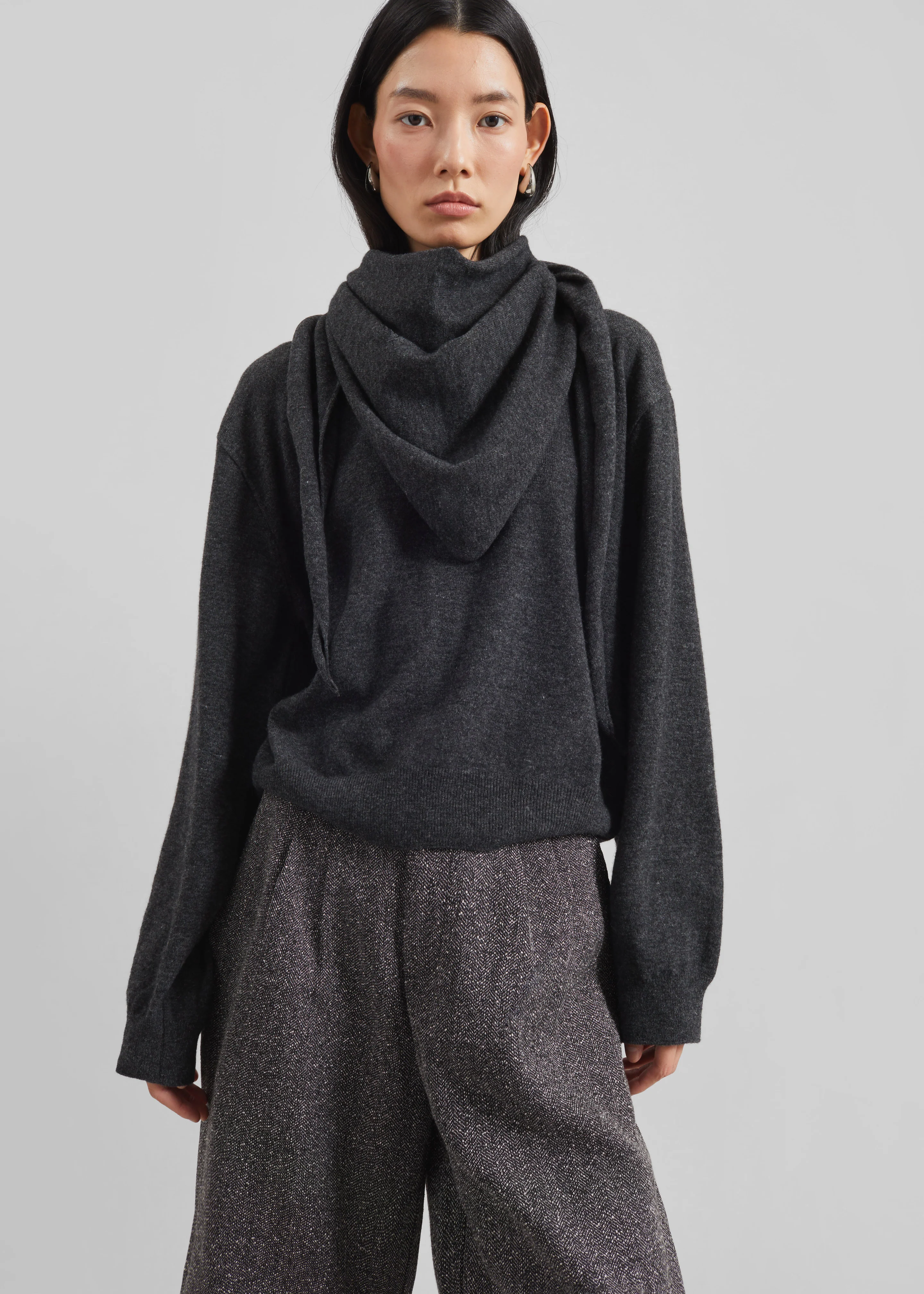 Vermont Scarf Sweater - Charcoal - Image 2