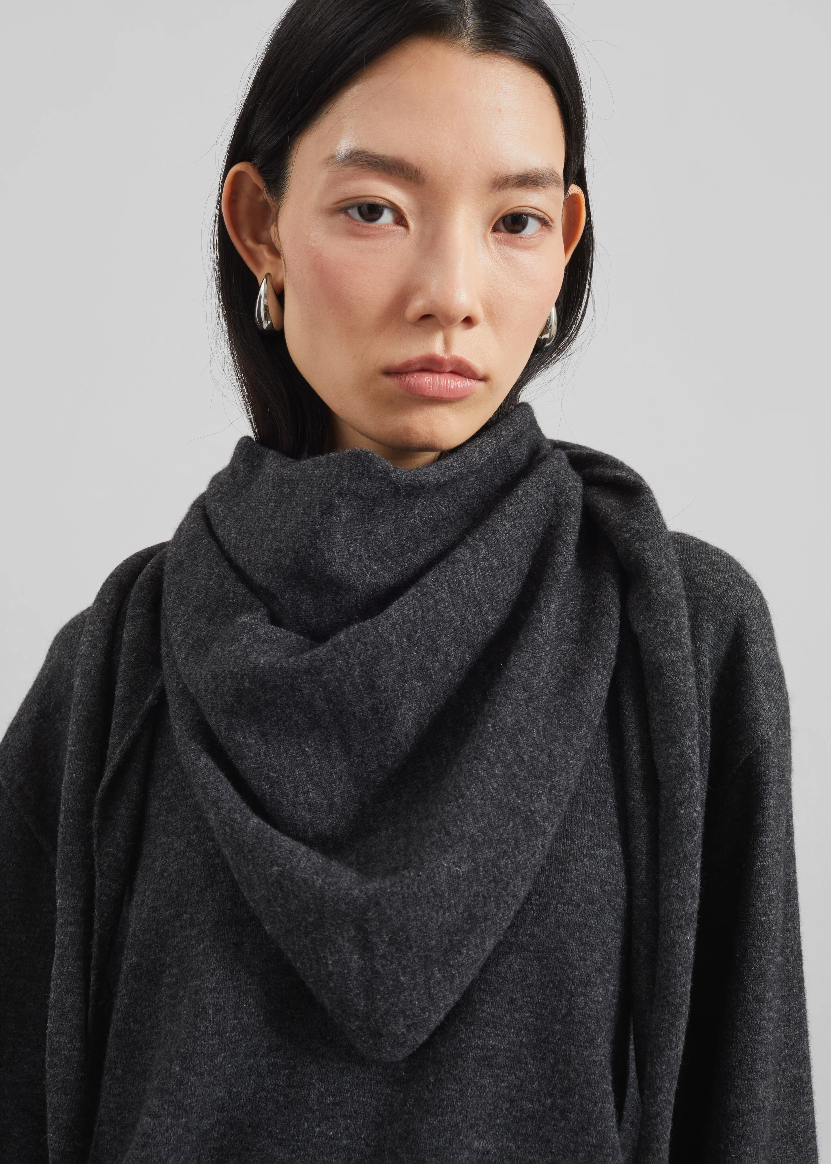 Vermont Scarf Sweater - Charcoal - Image 3