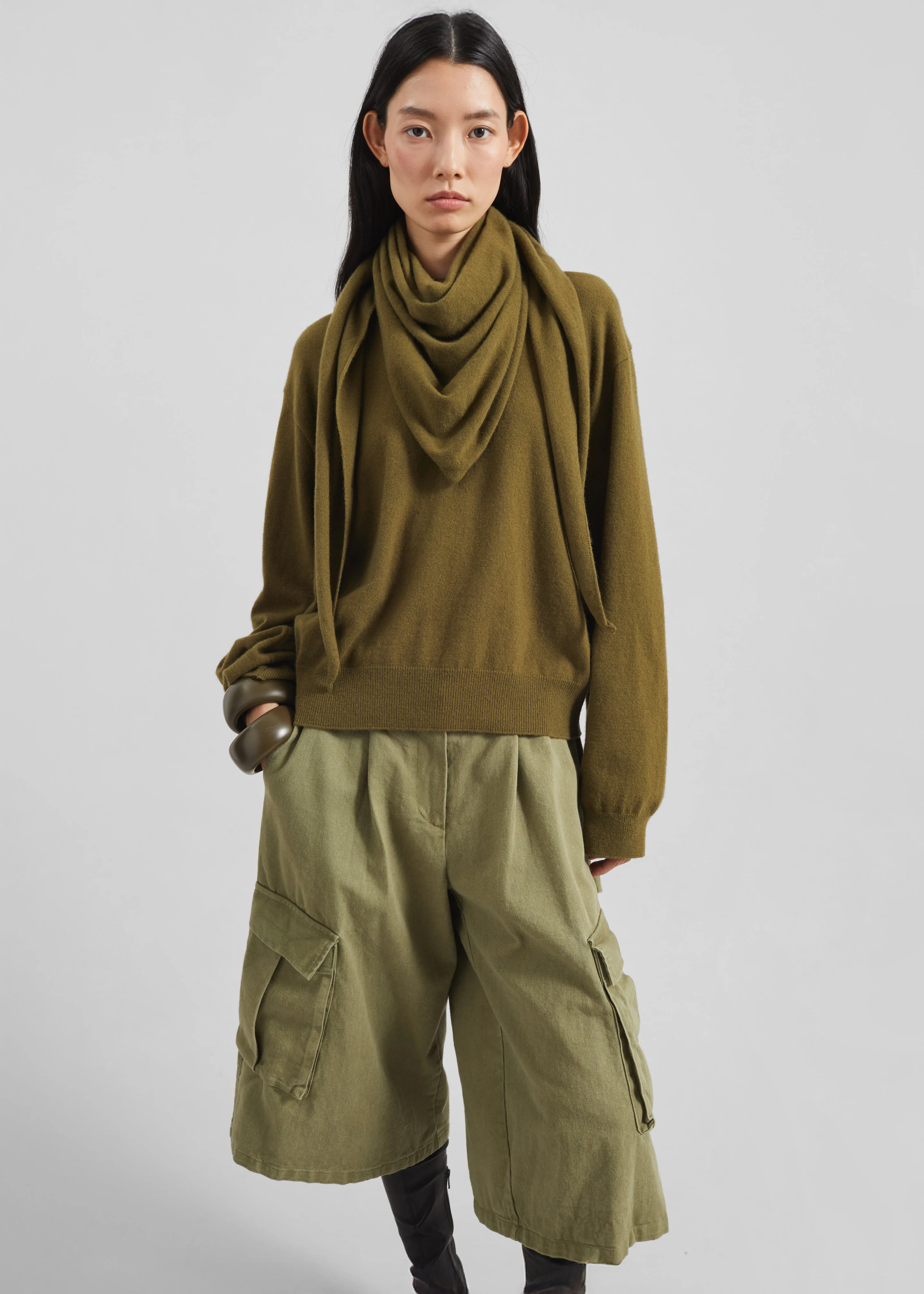 Vermont Scarf Sweater - Olive - Image 2