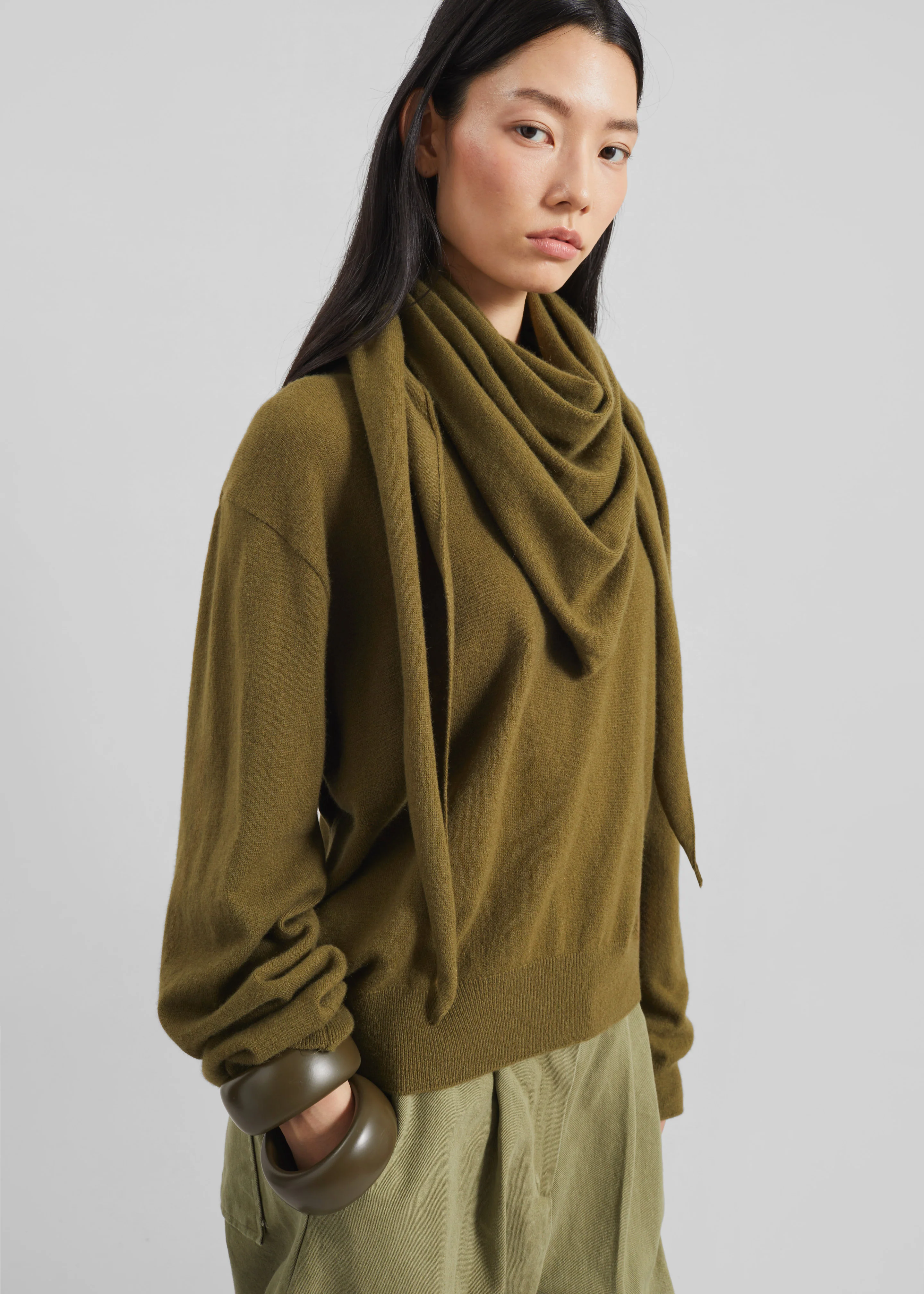 Vermont Scarf Sweater - Olive - Image 6
