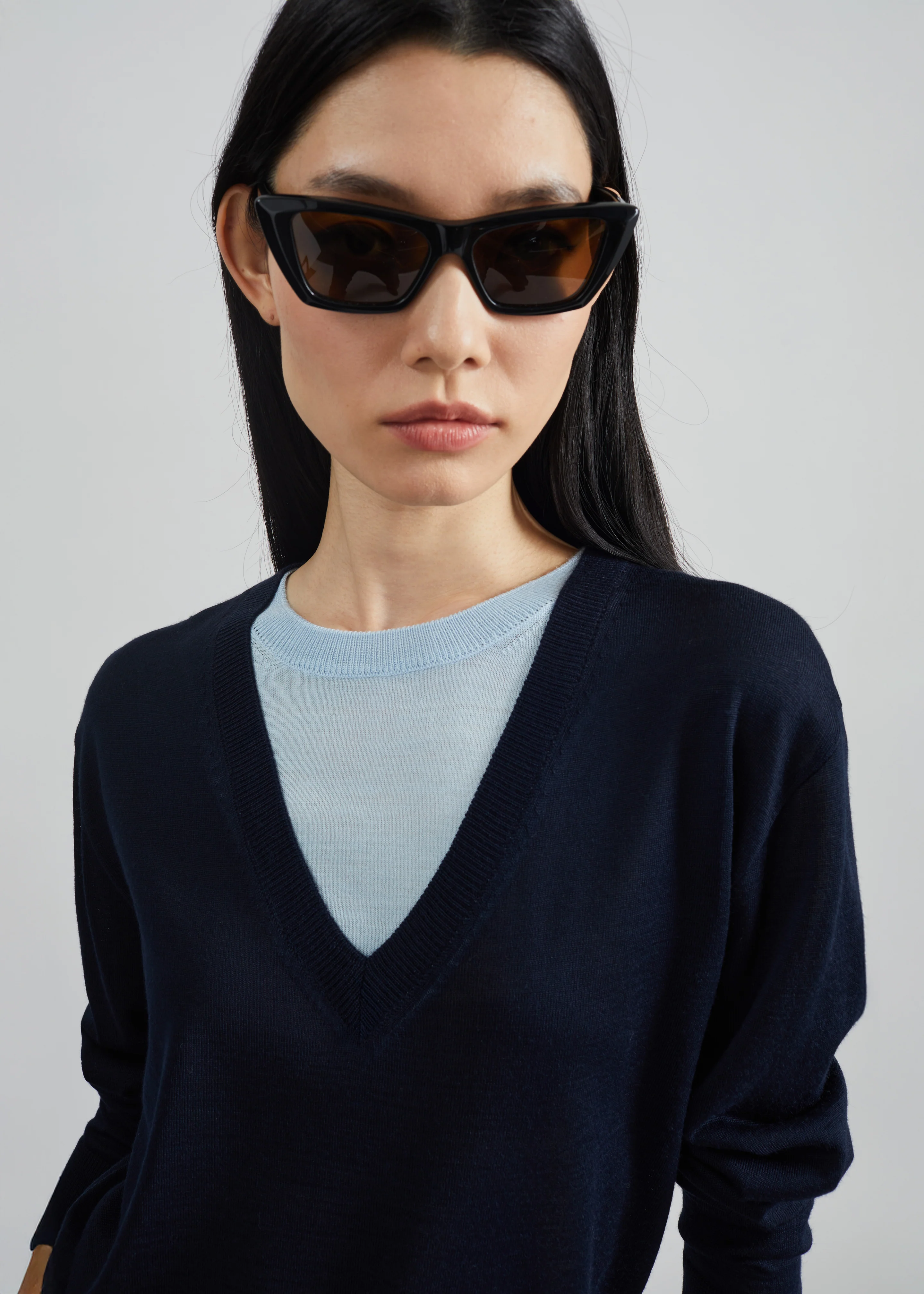 Vernon Layered Knit Pullover - Navy - Image 2
