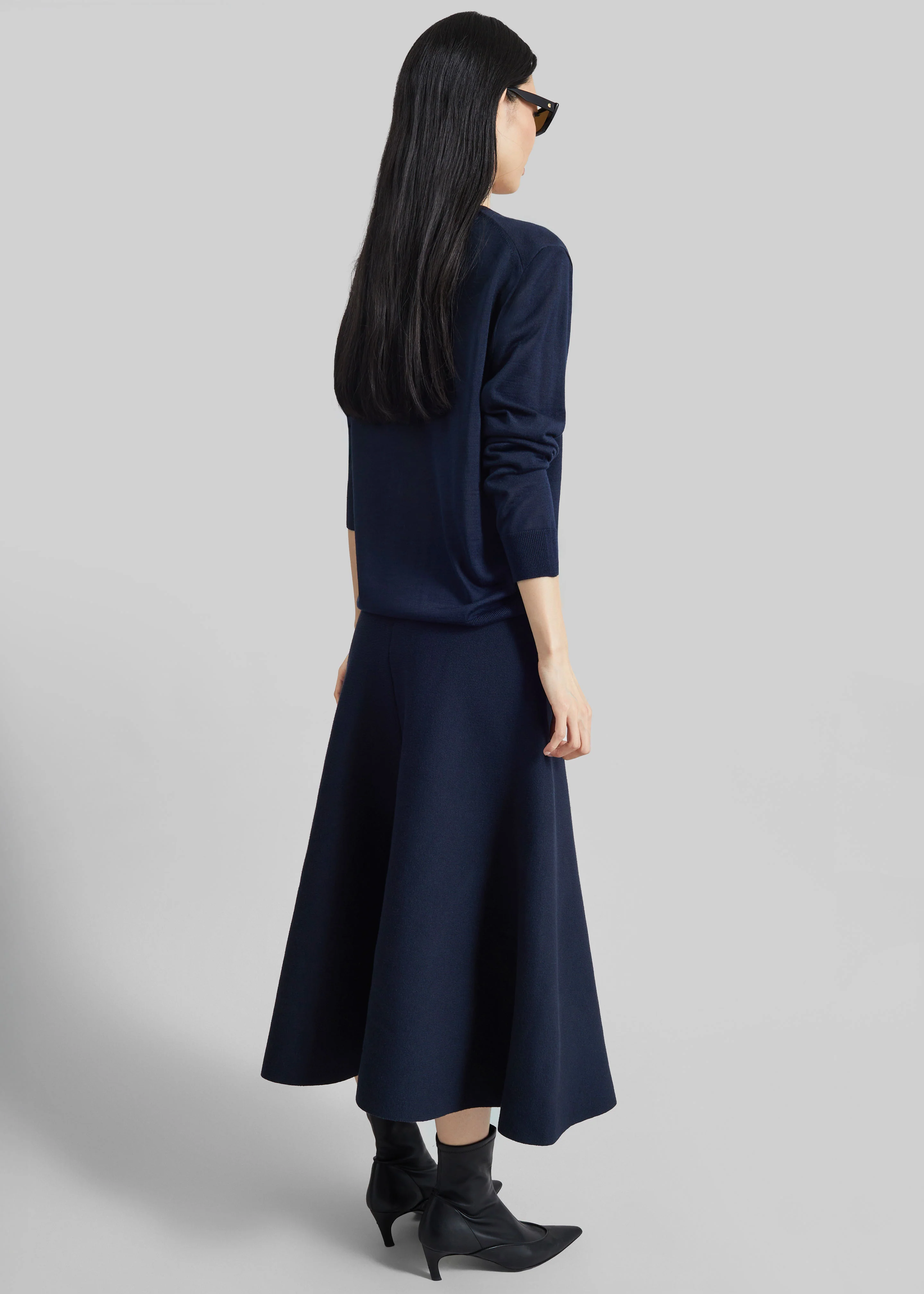 Vernon Layered Knit Pullover - Navy - Image 5