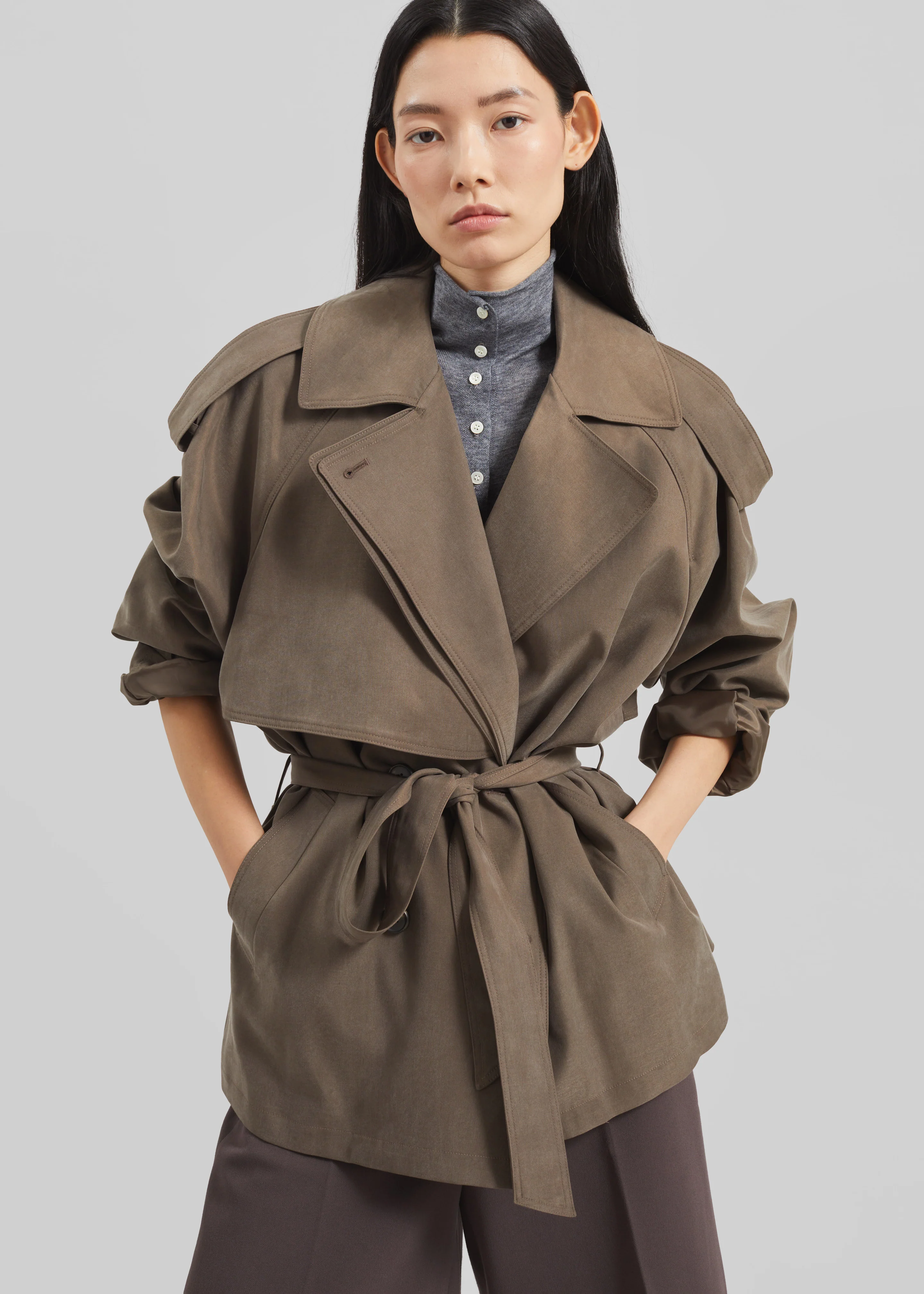 Vesoul Short Trench - Brown - Image 2
