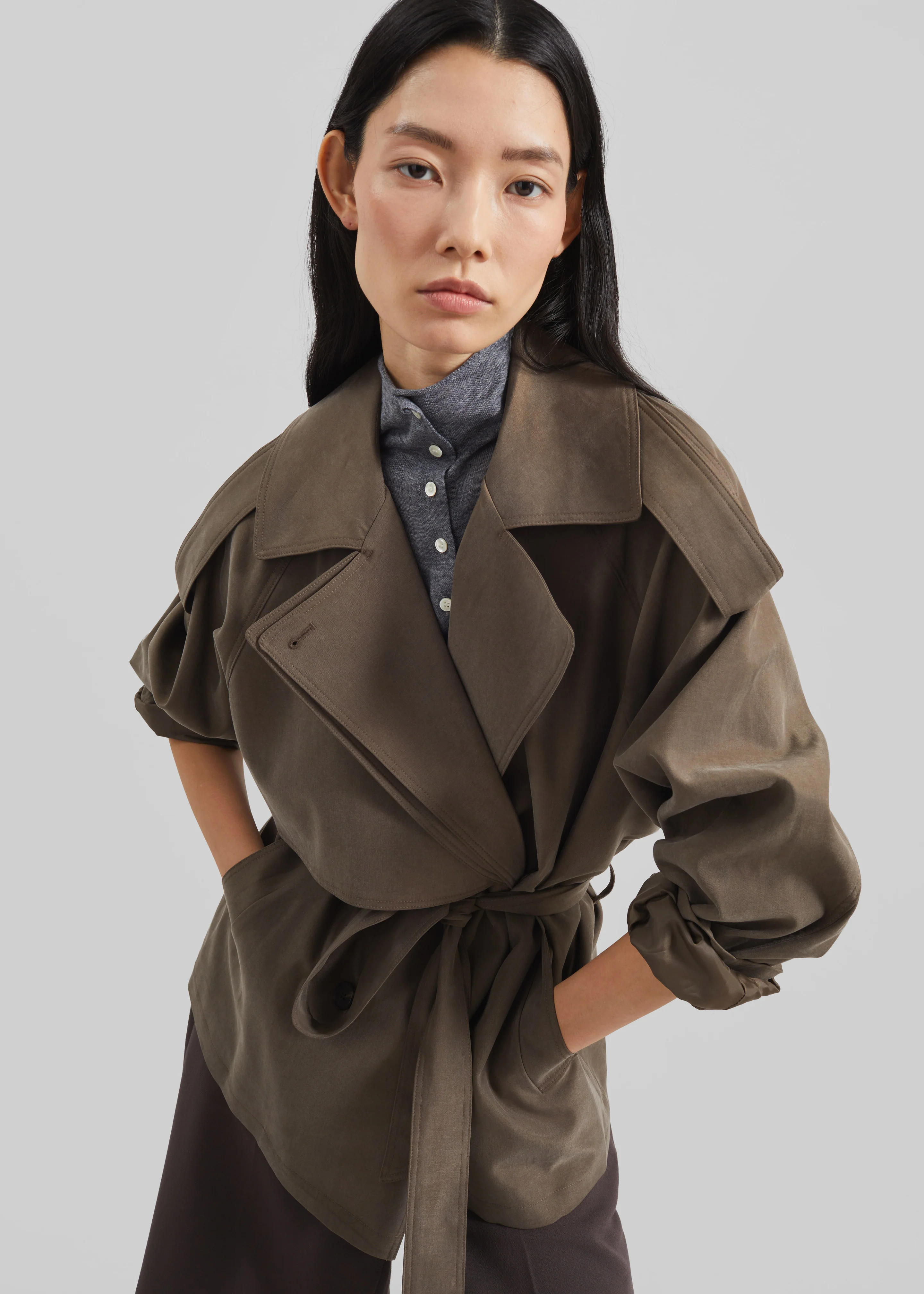 Vesoul Short Trench - Brown - Image 4