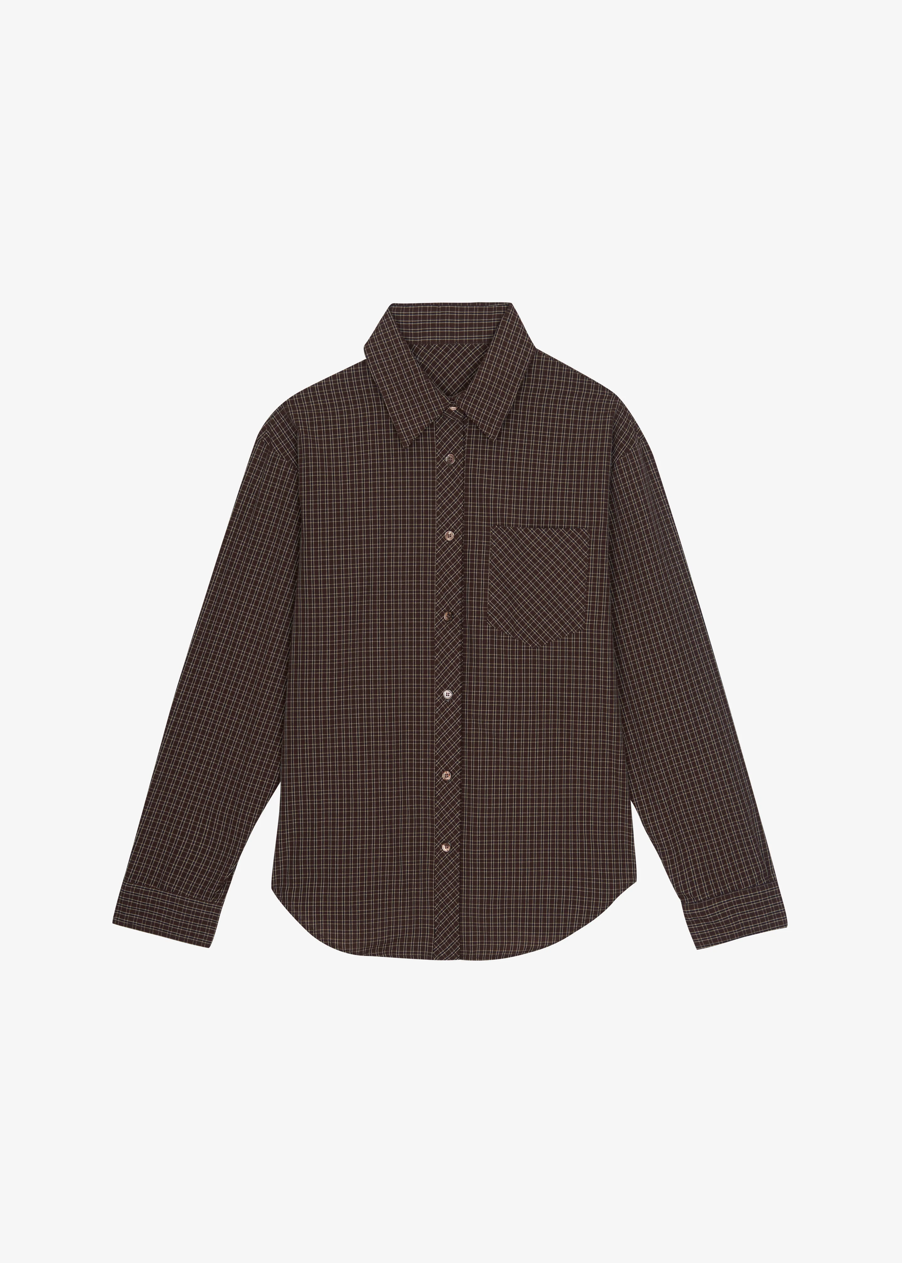 Vesta Cotton Shirt - Brown Plaid - Image 7