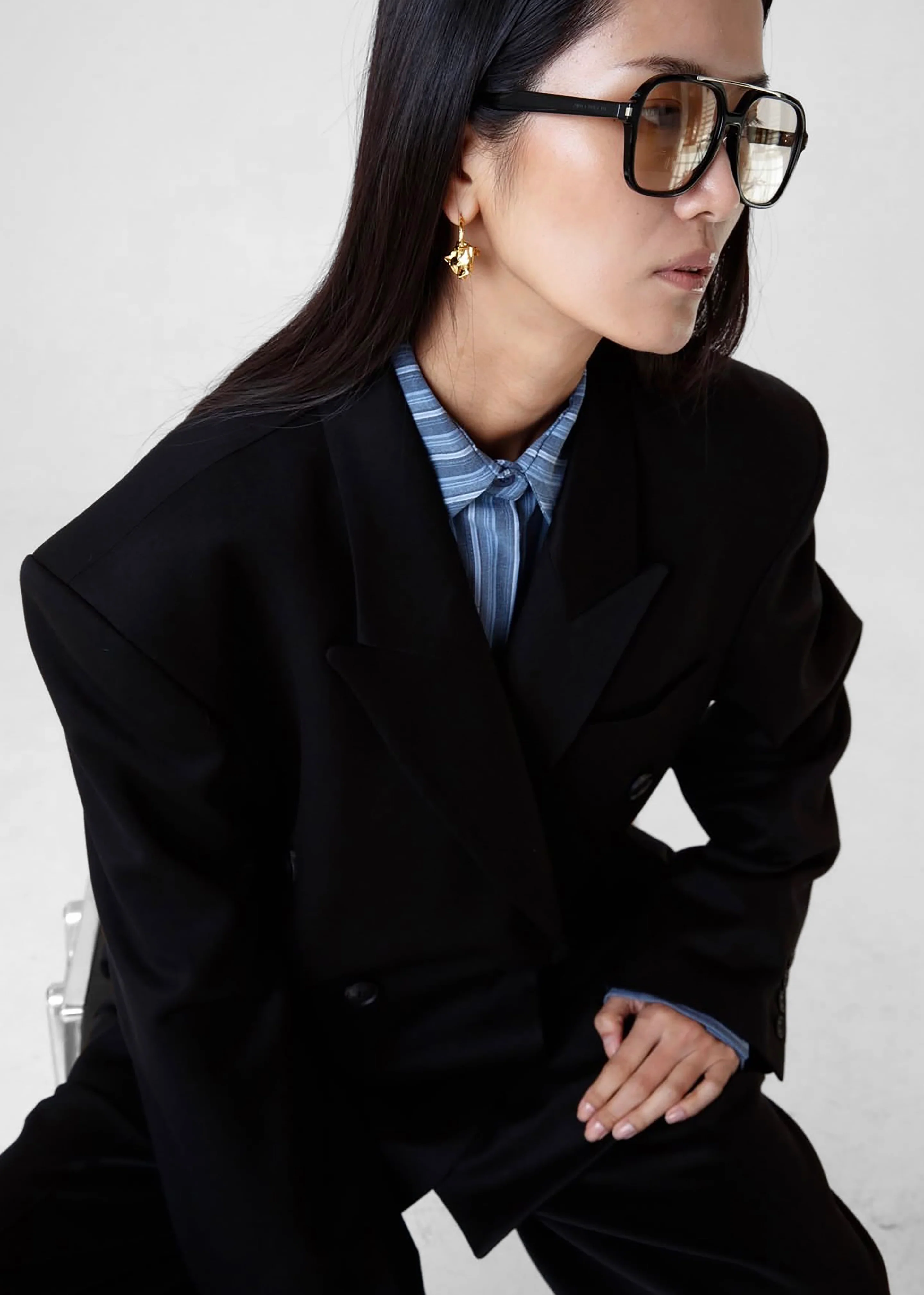 Vester Double-Breasted Blazer - Black - Image 3