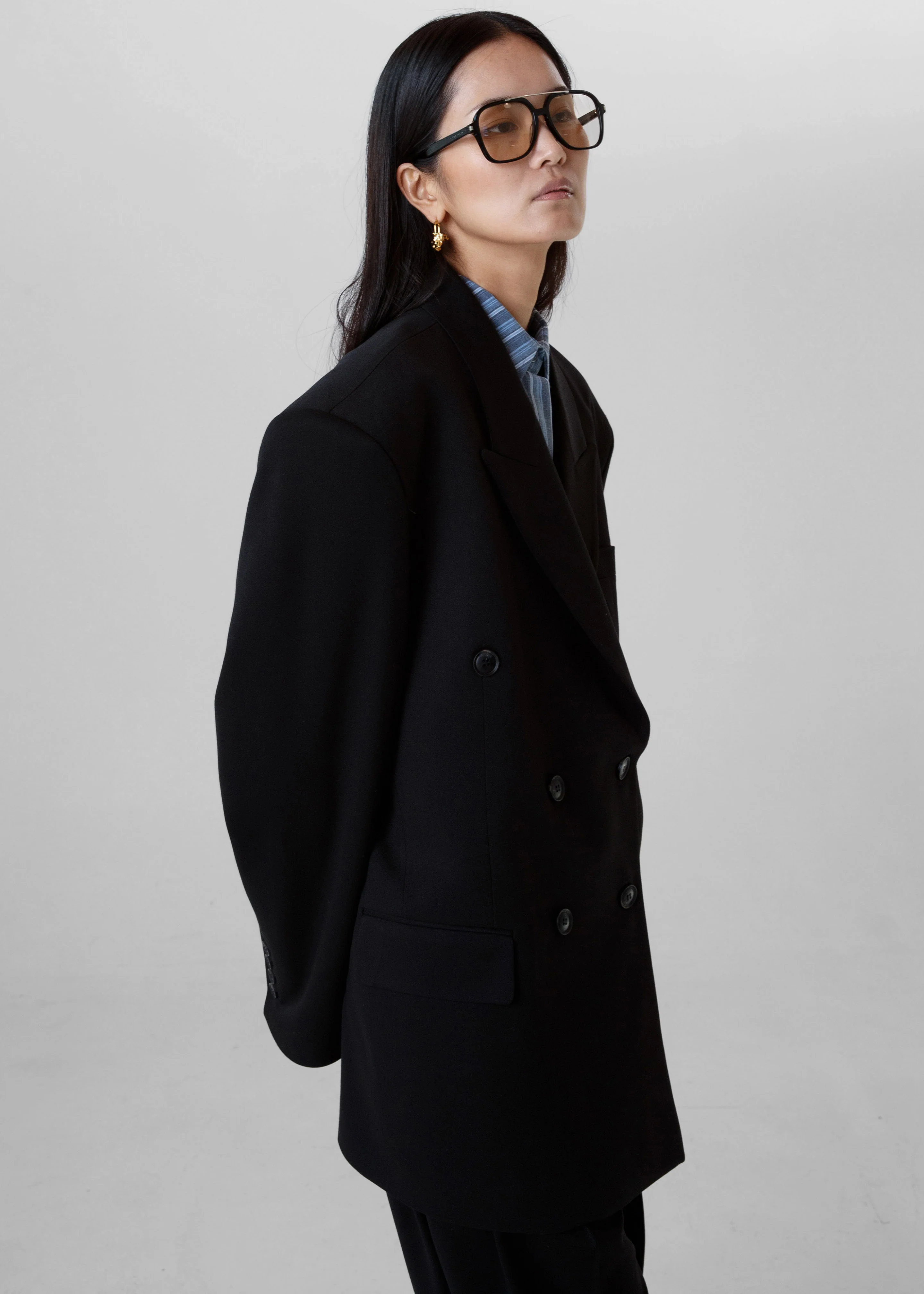 Vester Double-Breasted Blazer - Black - Image 7