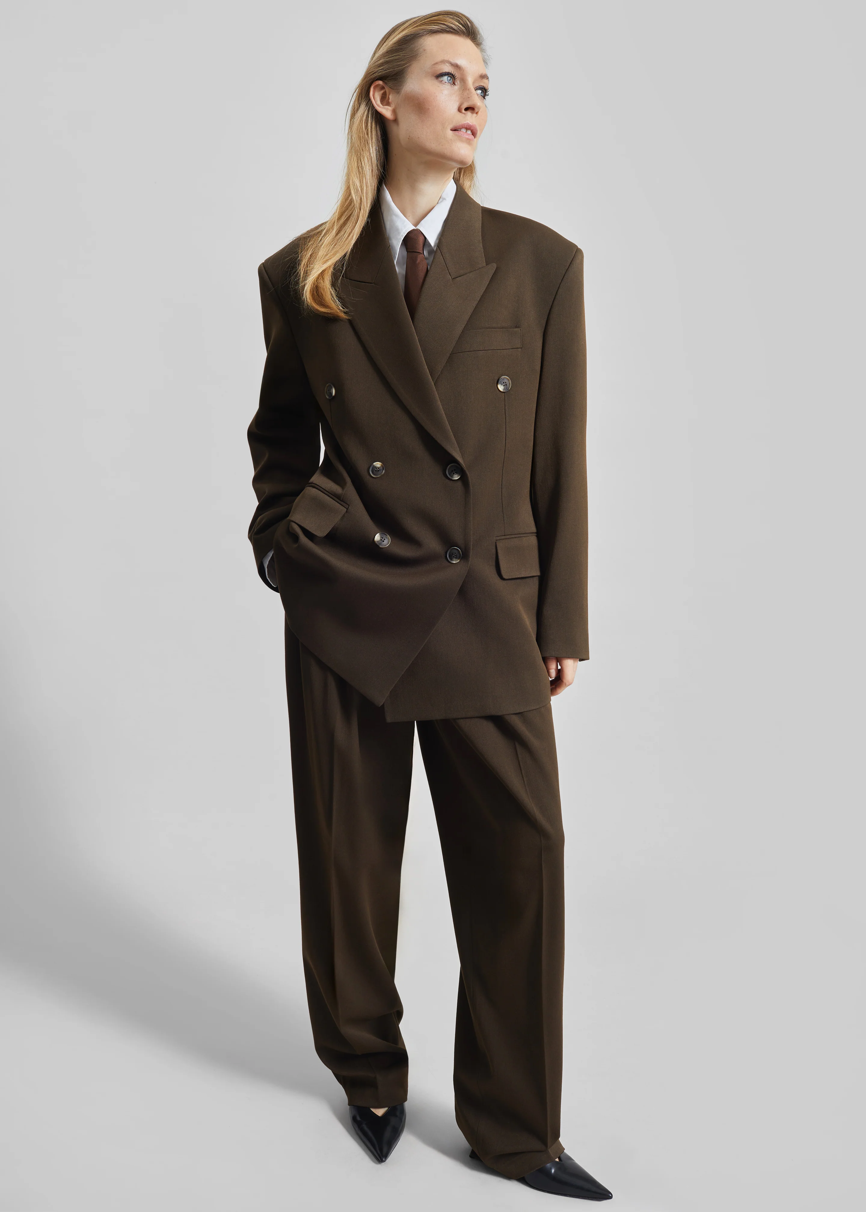 Vester Double-Breasted Blazer - Brown - Image 3
