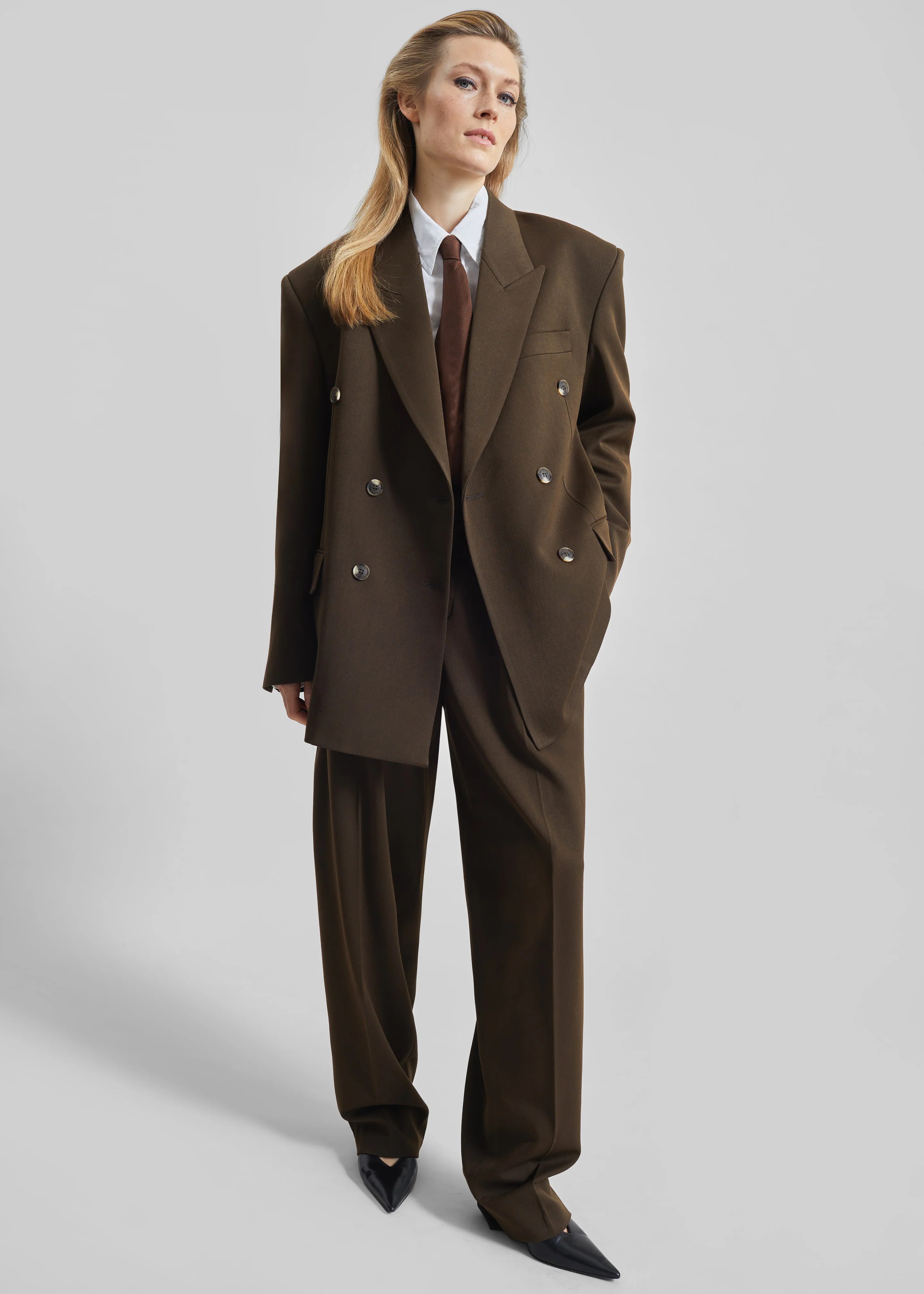 Vester Double-Breasted Blazer - Brown - Image 8