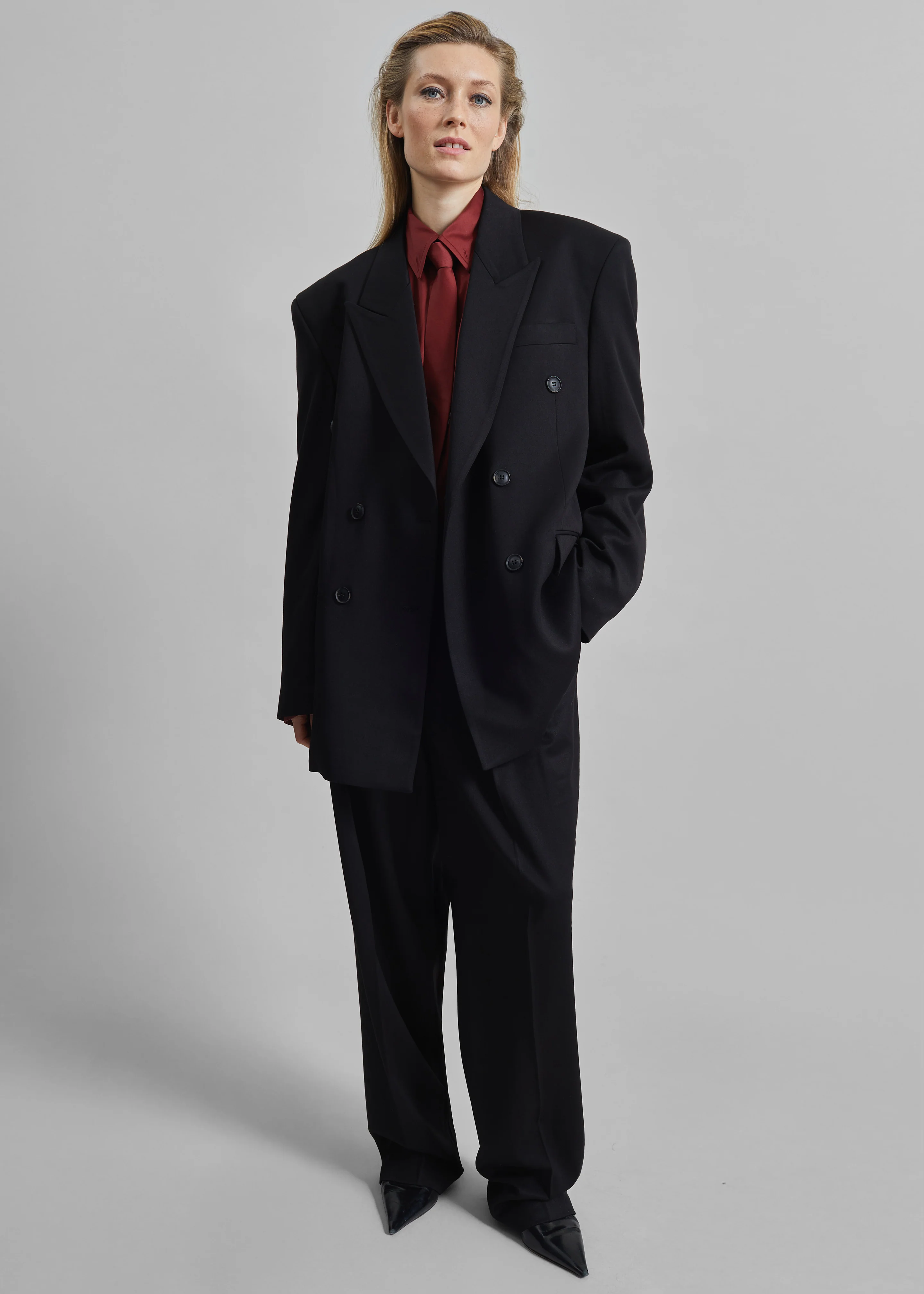 Vester Pleated Trousers - Black - Image 3