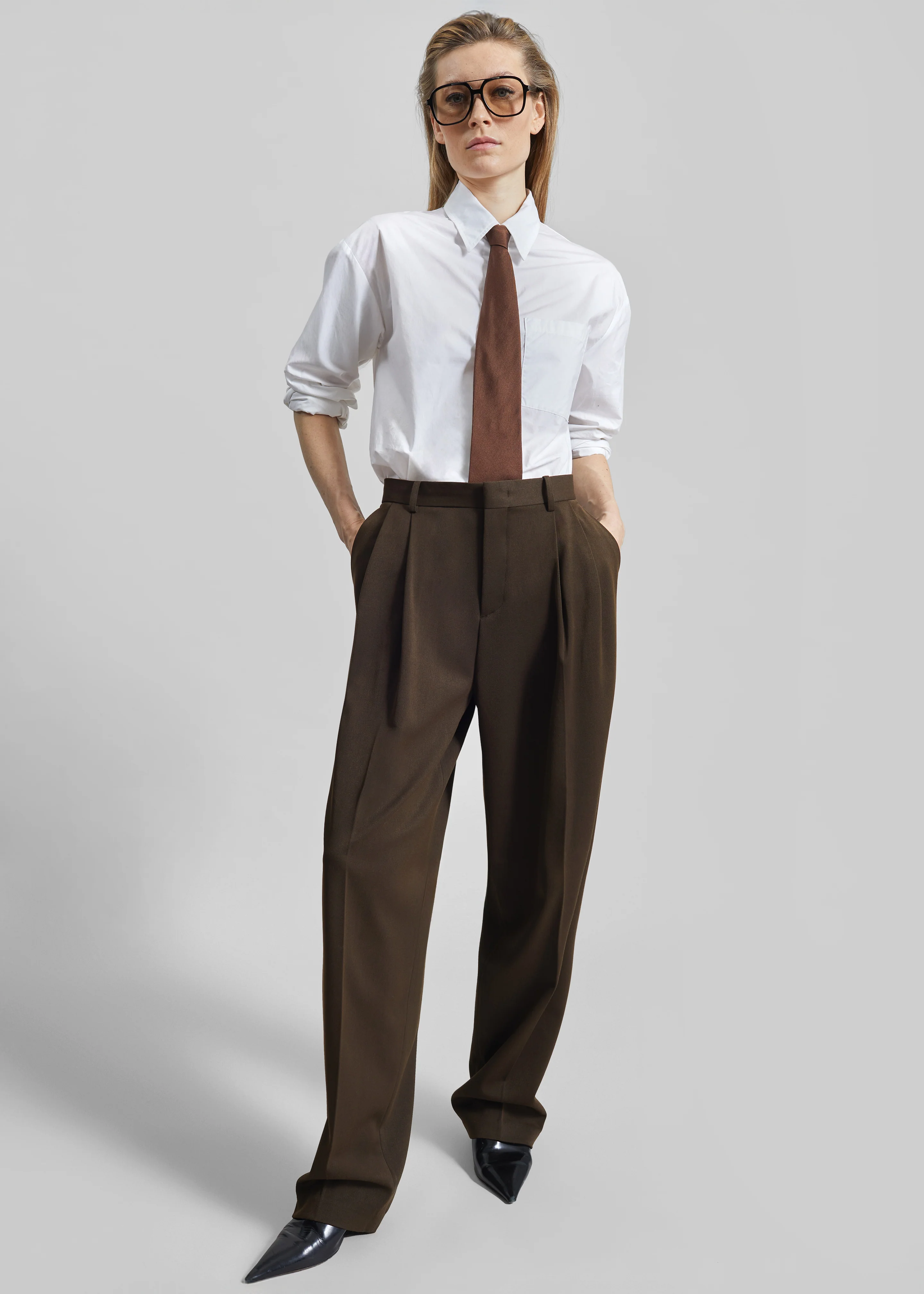Vester Pleated Trousers - Brown - Image 2