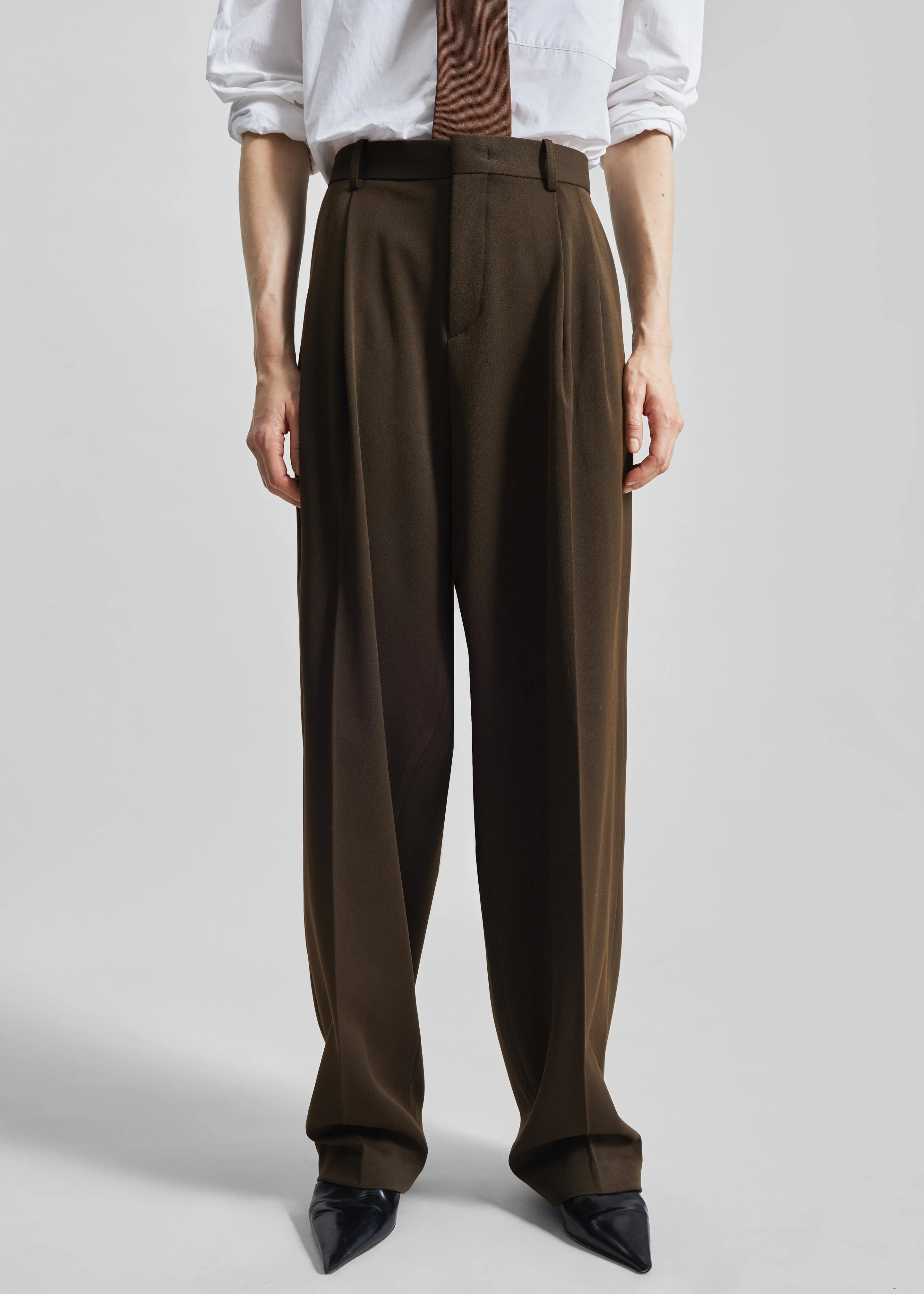 Vester Pleated Trousers - Brown - Image 3