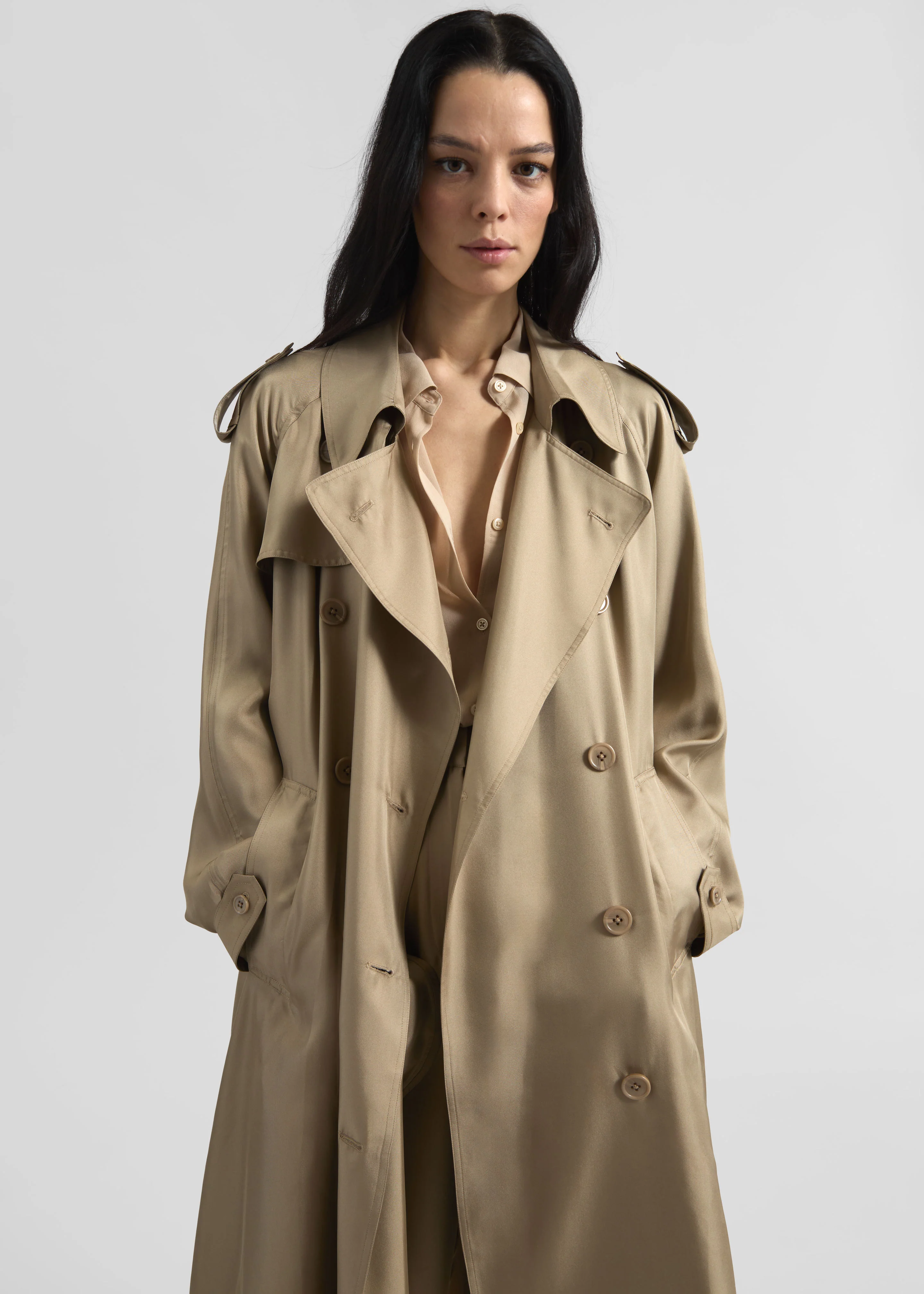 Veyron Silk Trench - Beige - Image 2