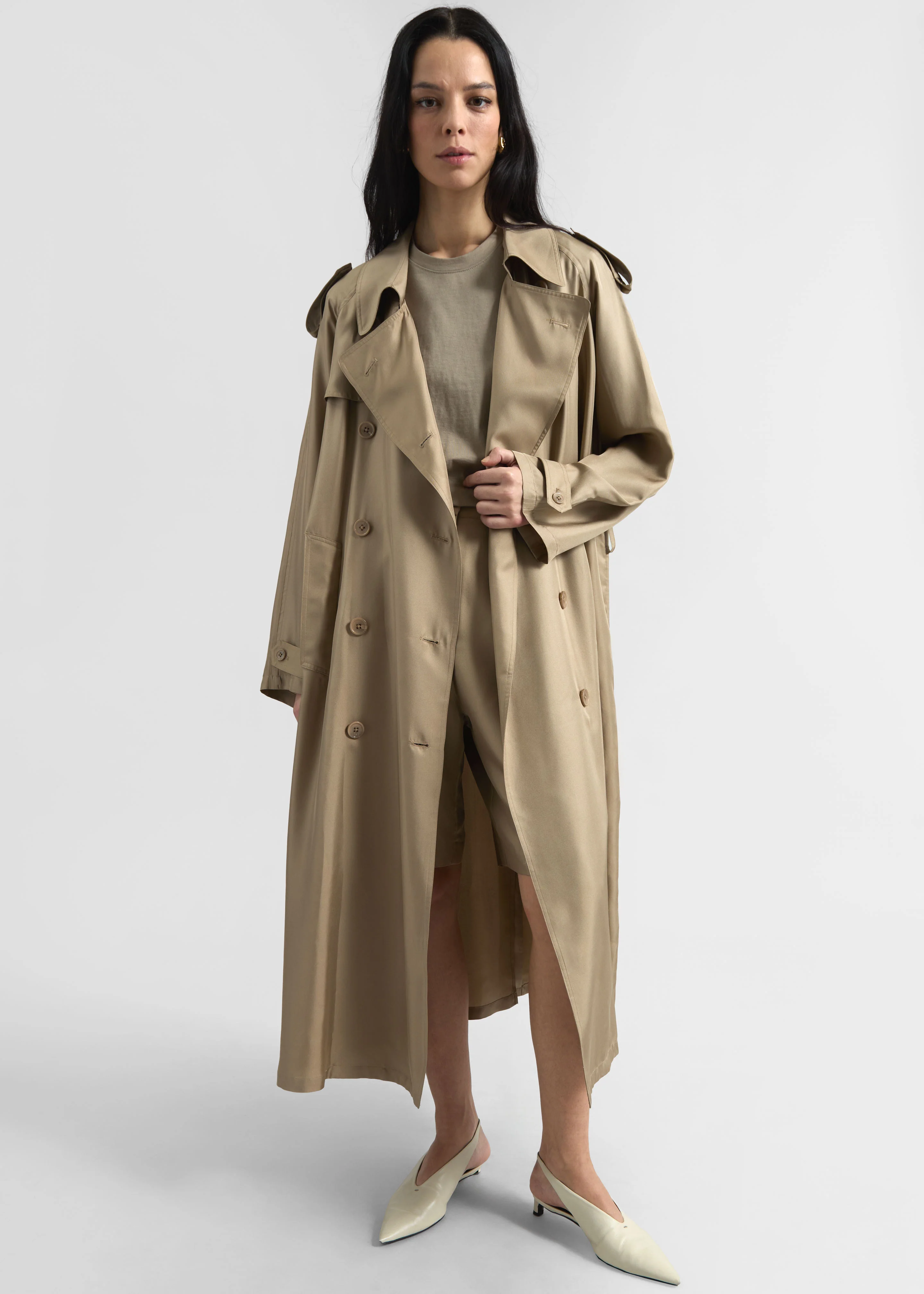 Veyron Silk Trench - Beige - Image 3