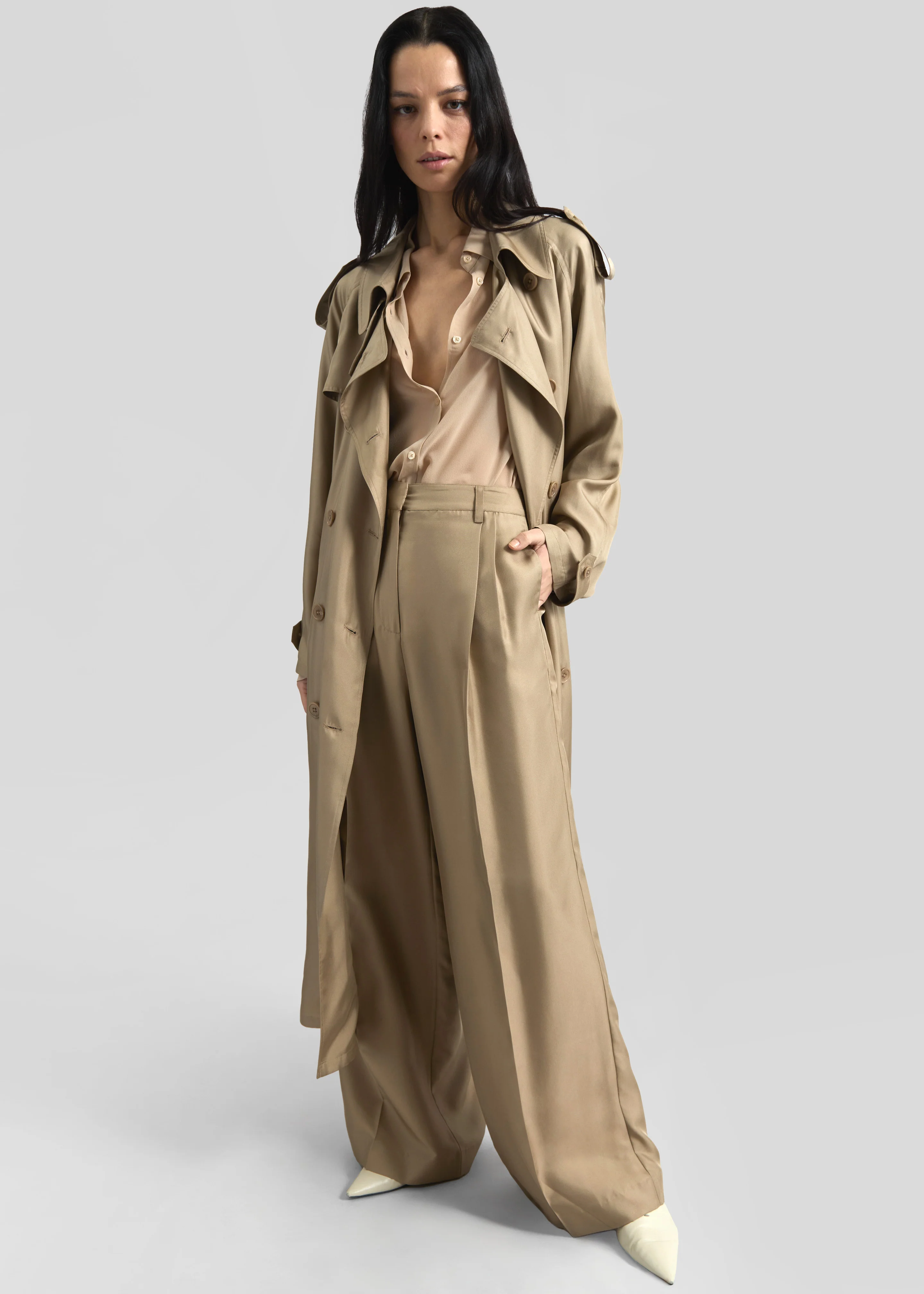 Veyron Silk Trench - Beige - Image 5