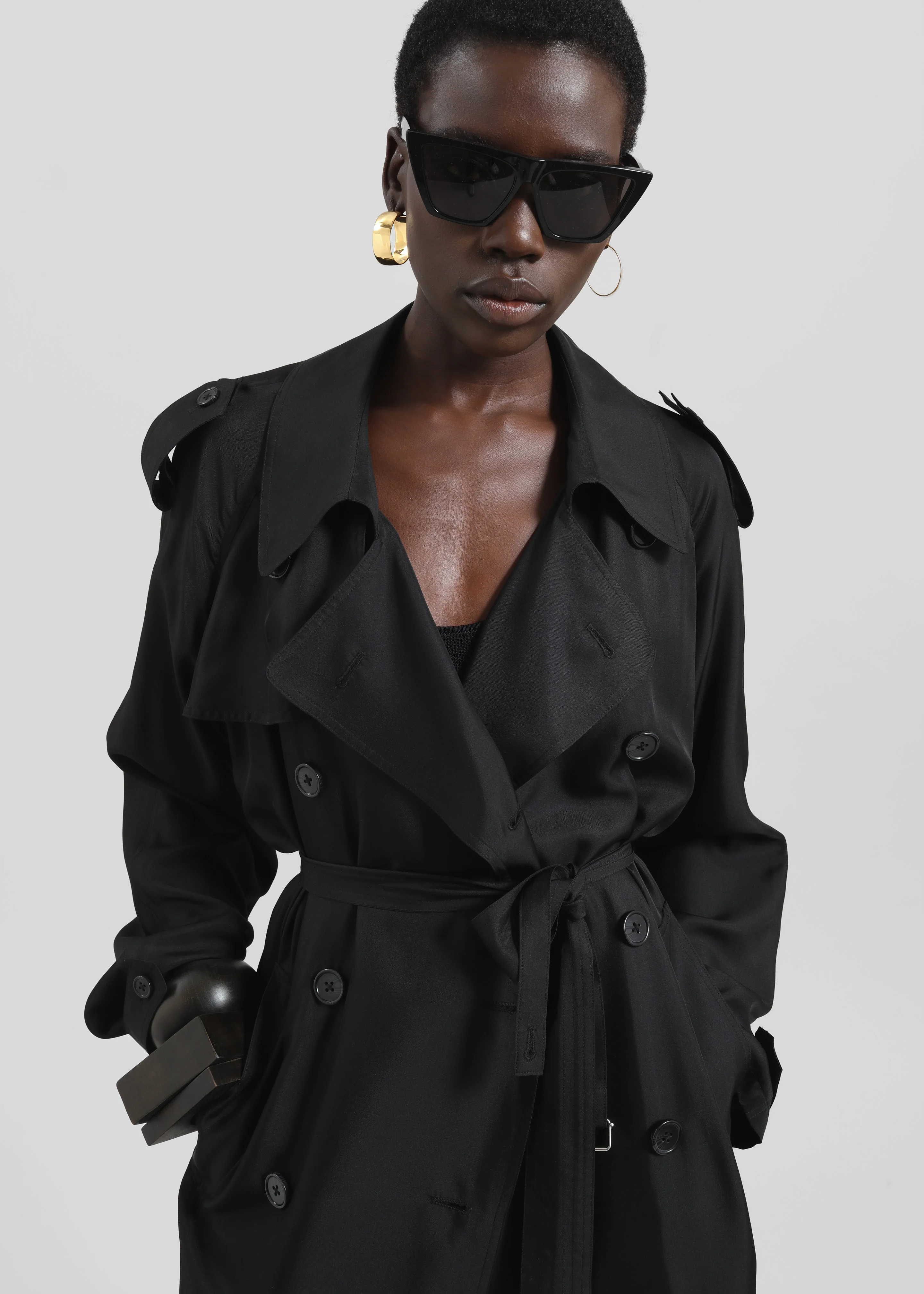 Veyron Silk Trench - Black - Image 2