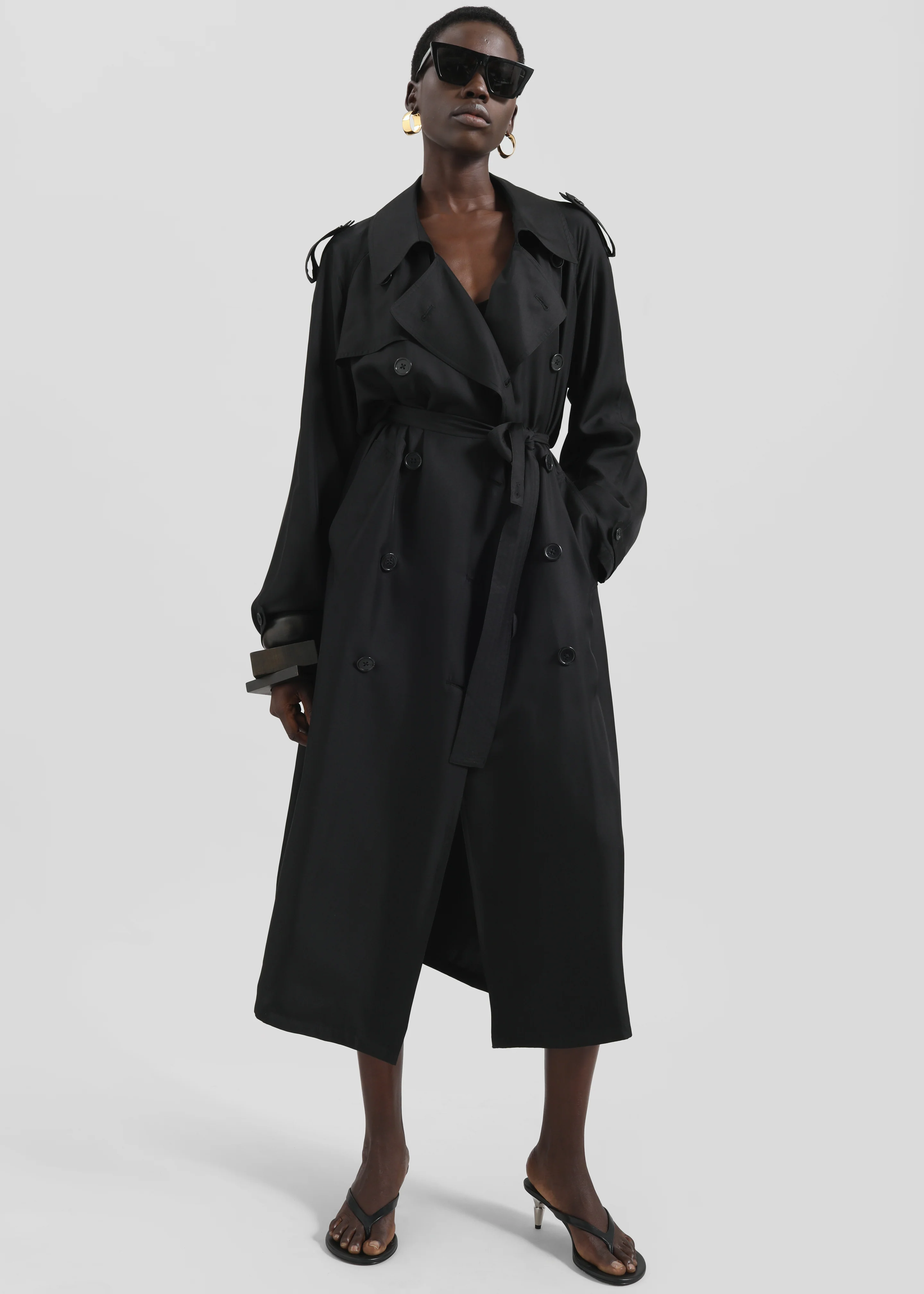Veyron Silk Trench - Black - Image 5
