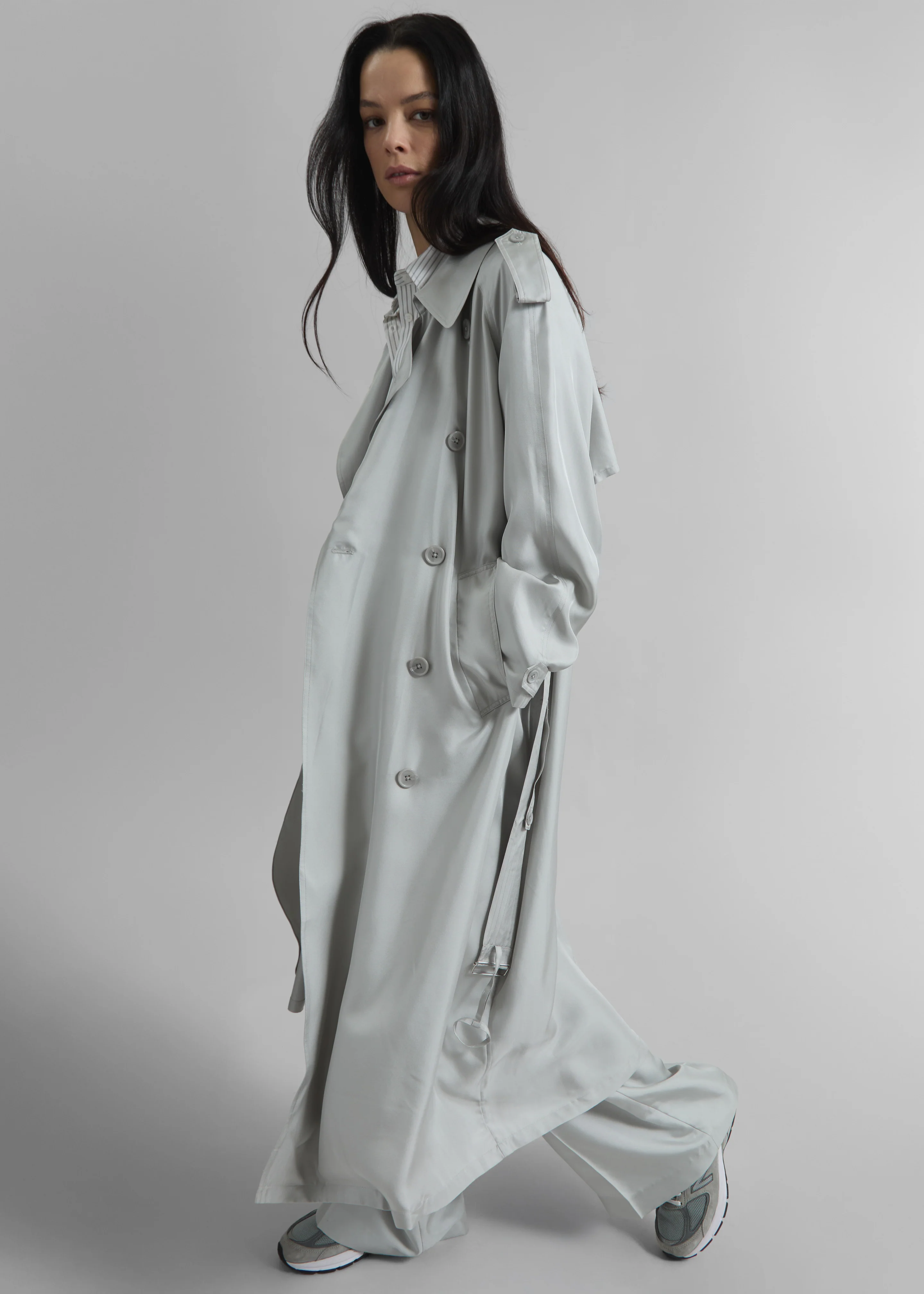 Veyron Silk Trench - Grey - Image 2