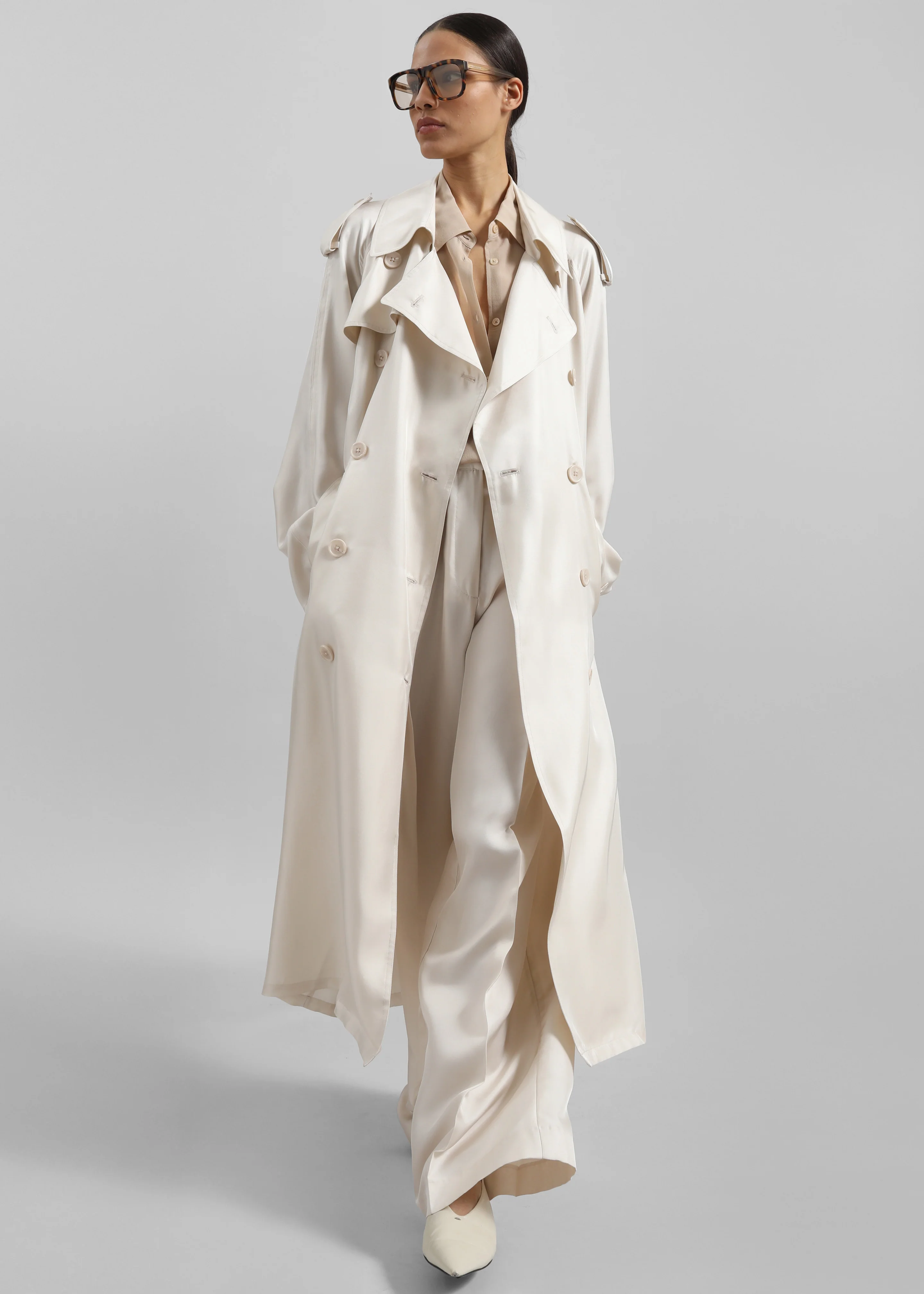 Veyron Silk Trench - Ivory - Image 5