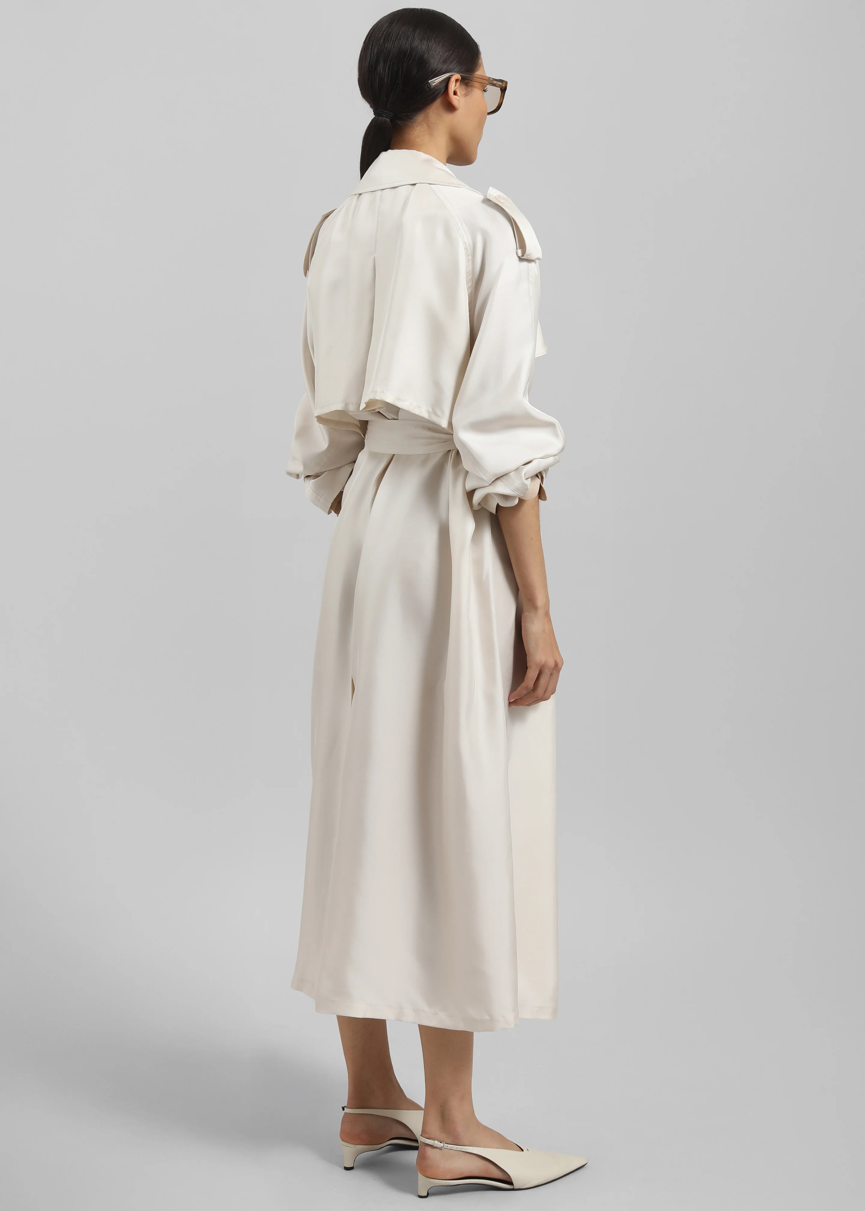 Veyron Silk Trench - Ivory - Image 7
