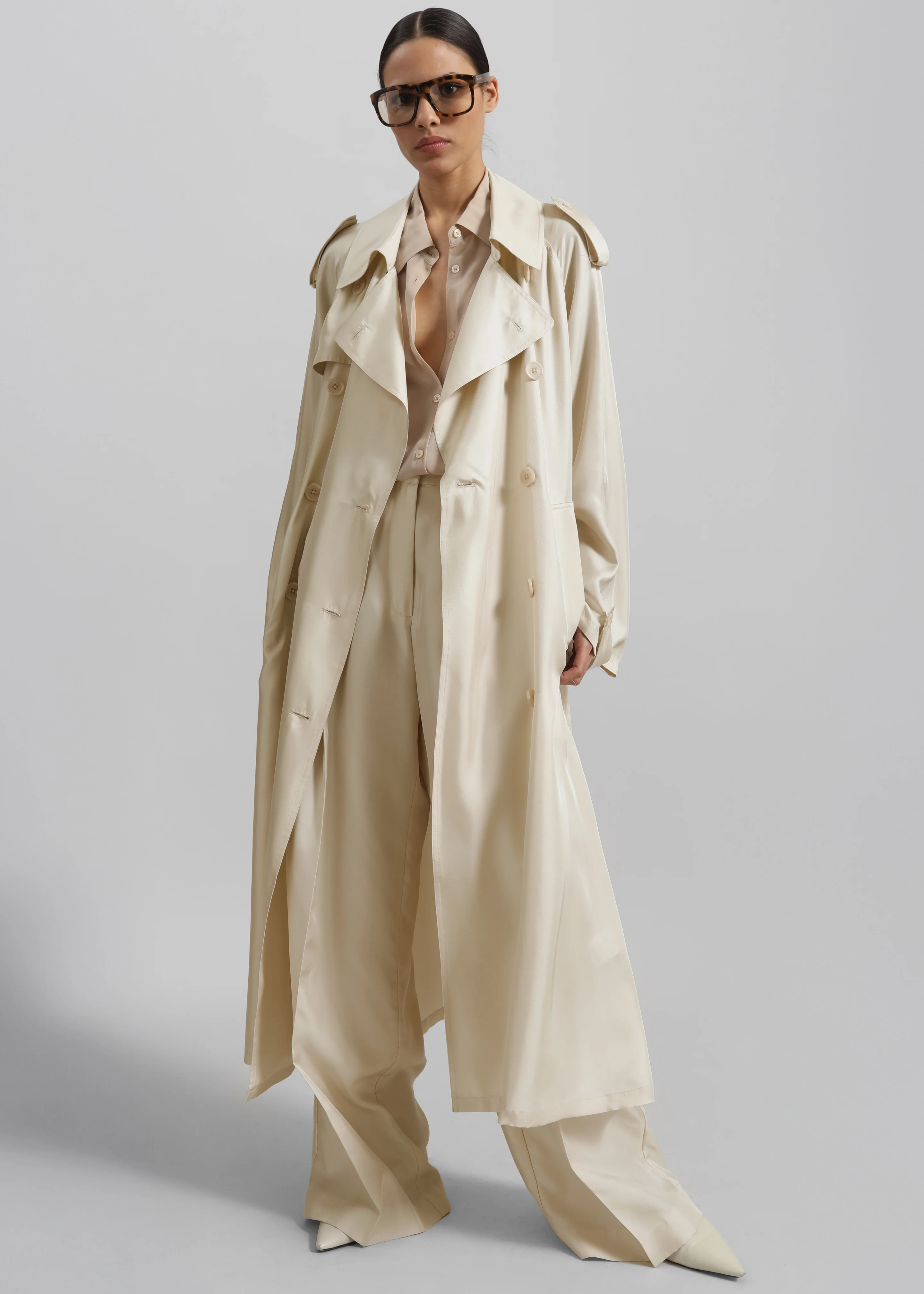 Veyron Silk Trench - Light Beige