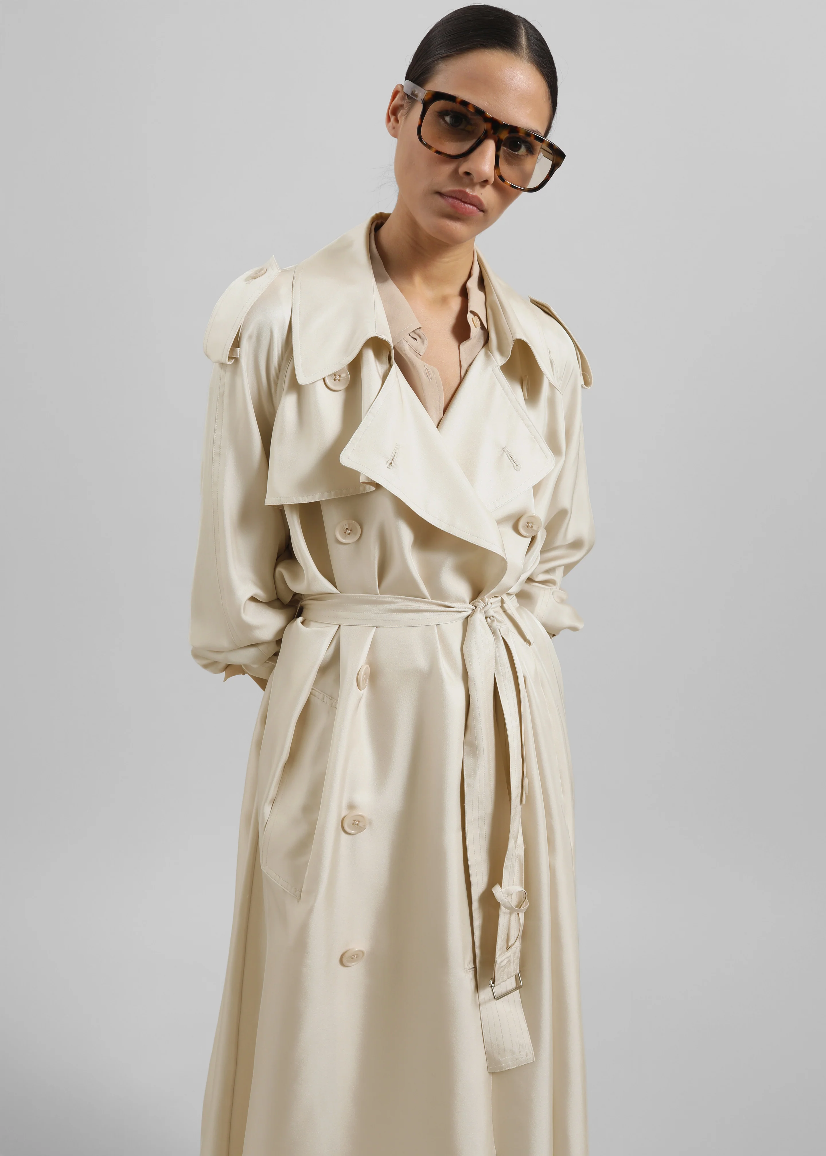 Veyron Silk Trench - Light Beige - Image 2