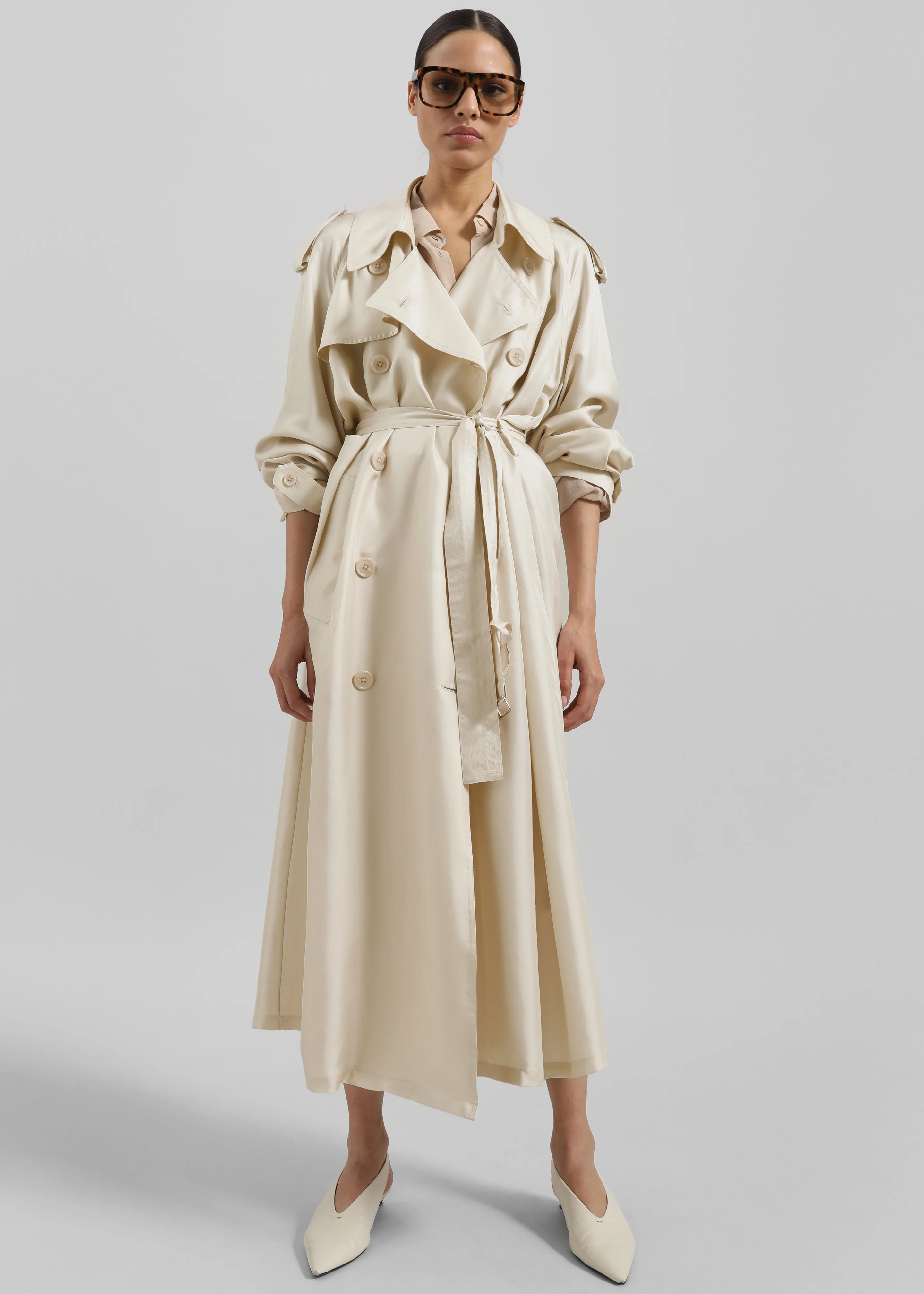 Veyron Silk Trench - Light Beige - Image 3
