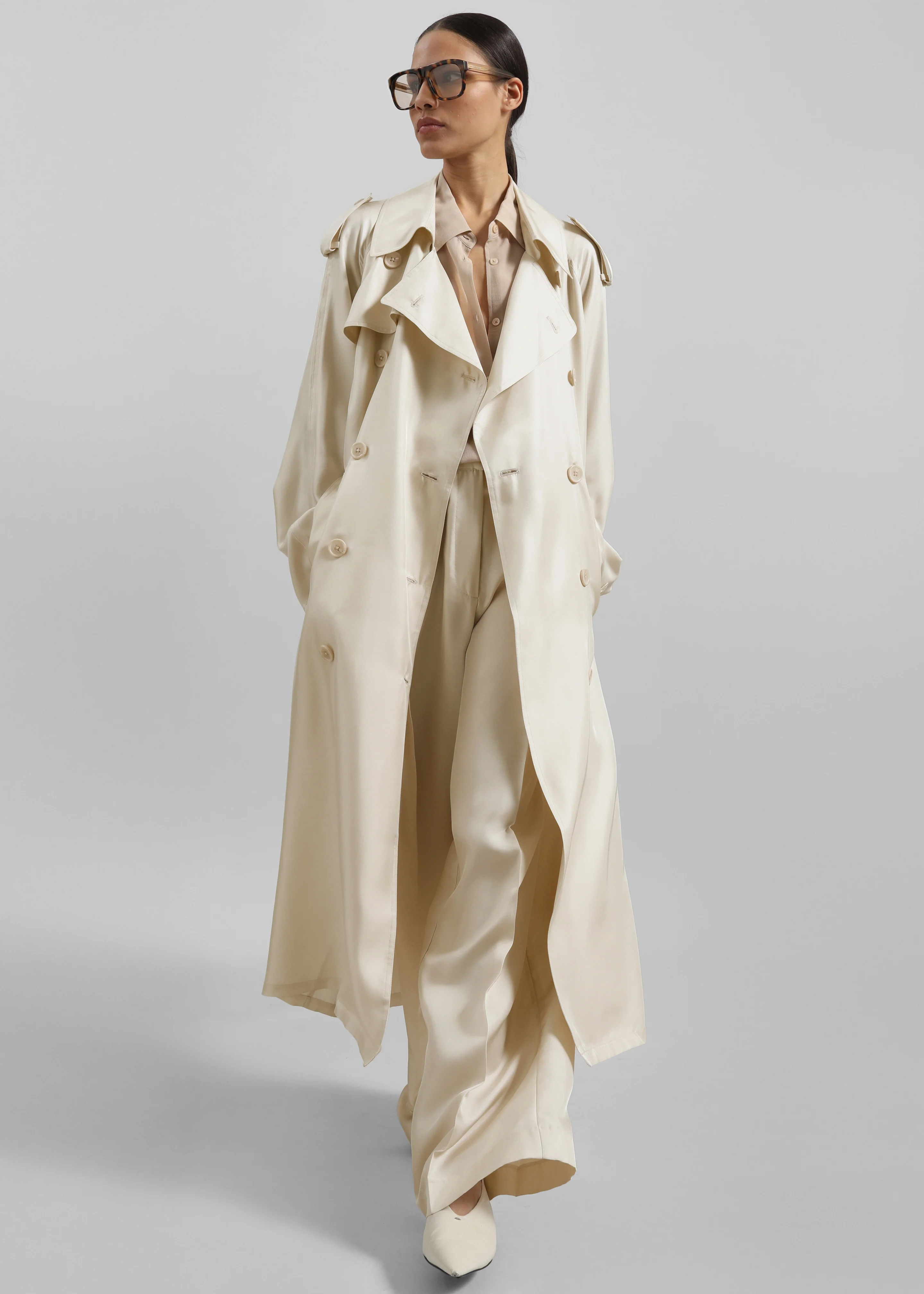 Veyron Silk Trench - Light Beige - Image 4
