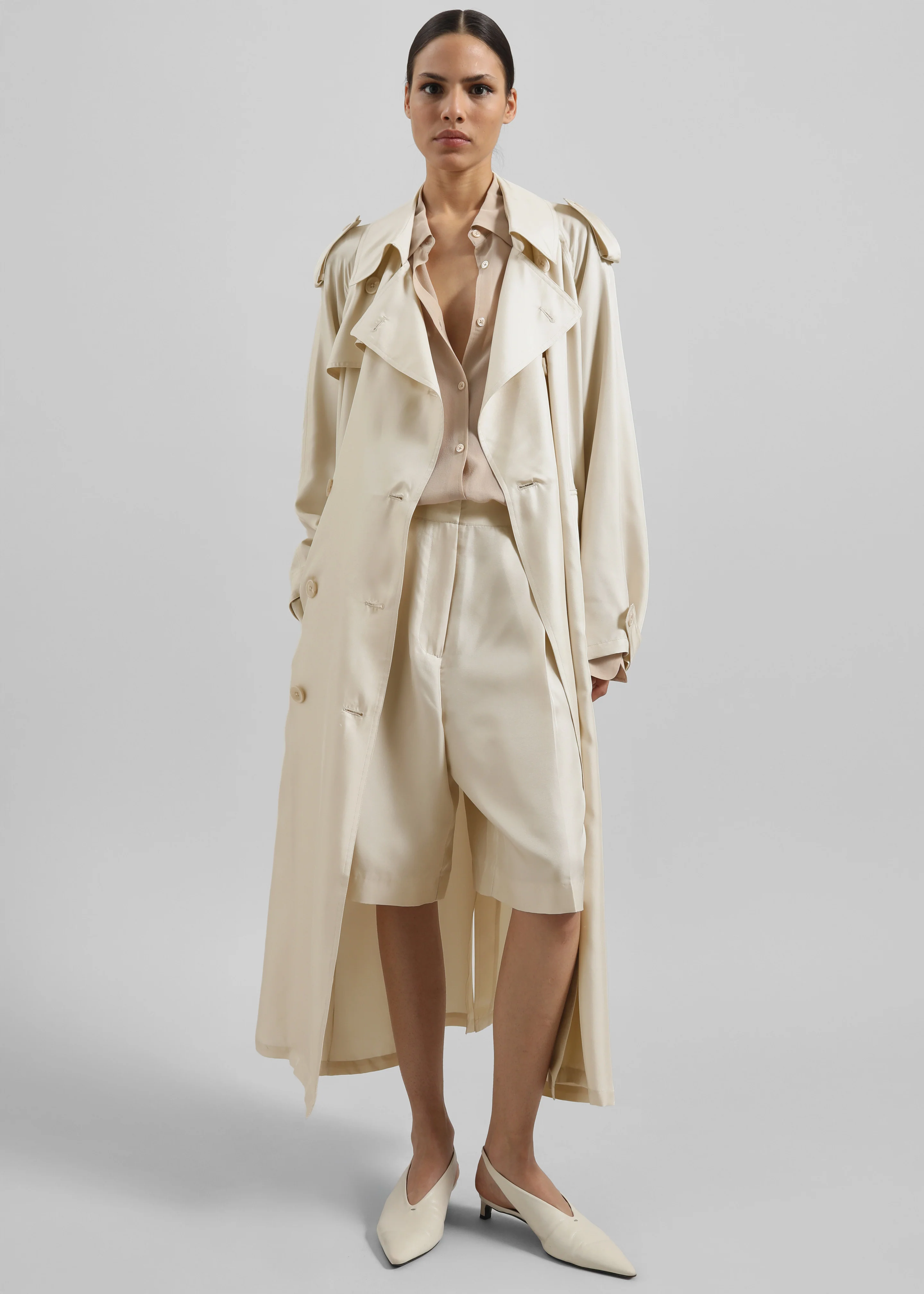 Veyron Silk Trench - Light Beige - Image 5