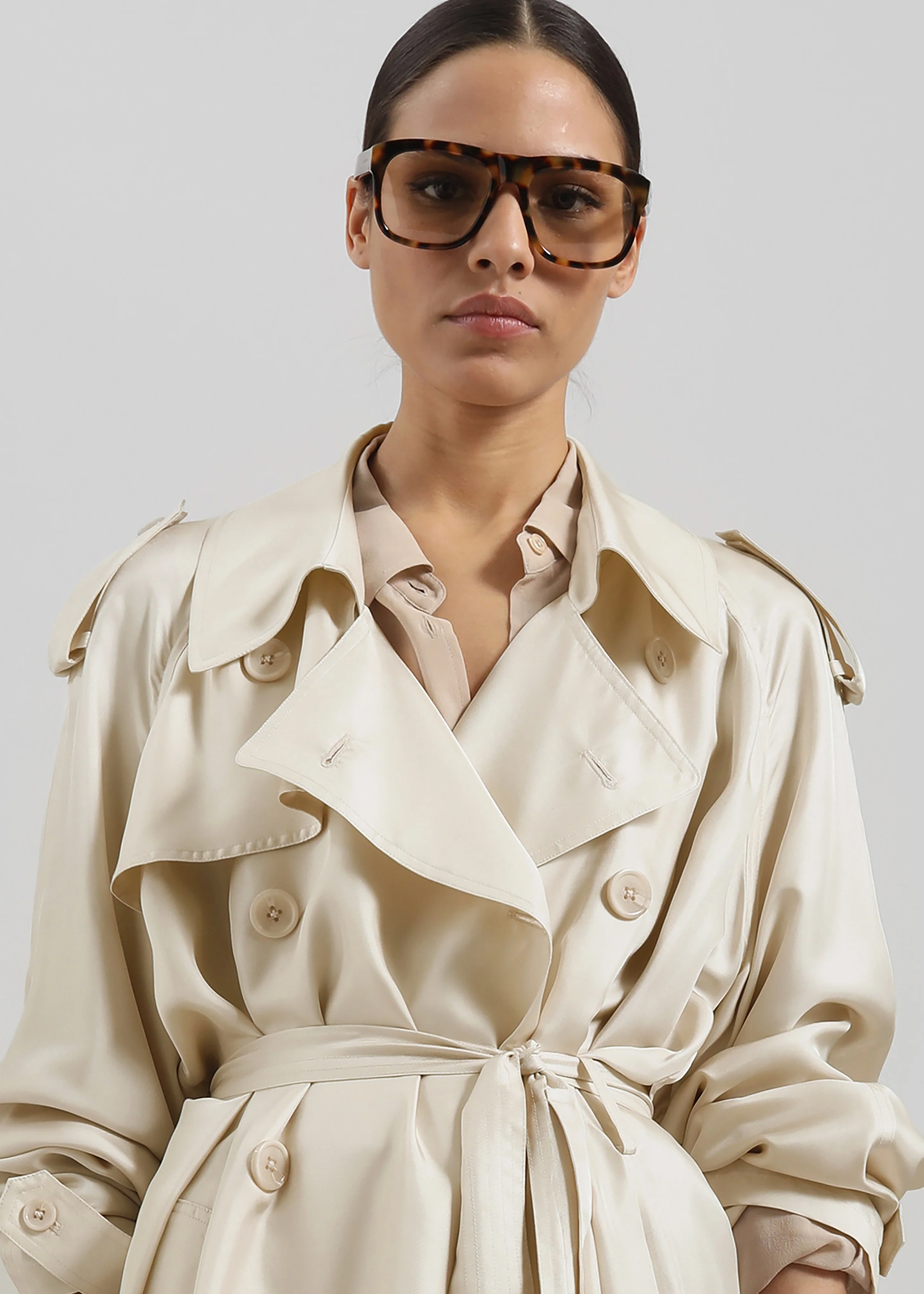 Veyron Silk Trench - Light Beige - Image 6