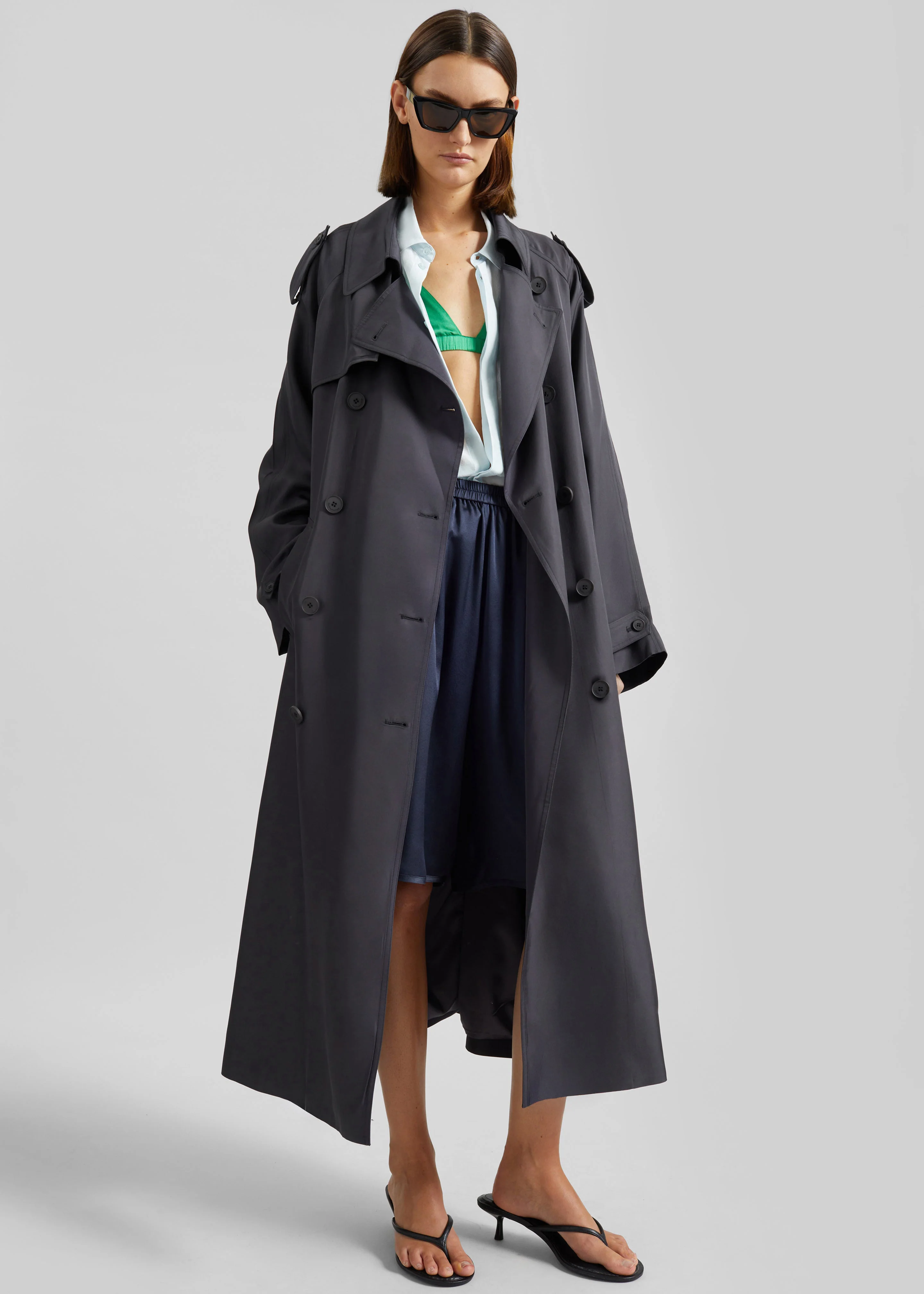Veyron Silk Trench - Storm Grey - Image 2