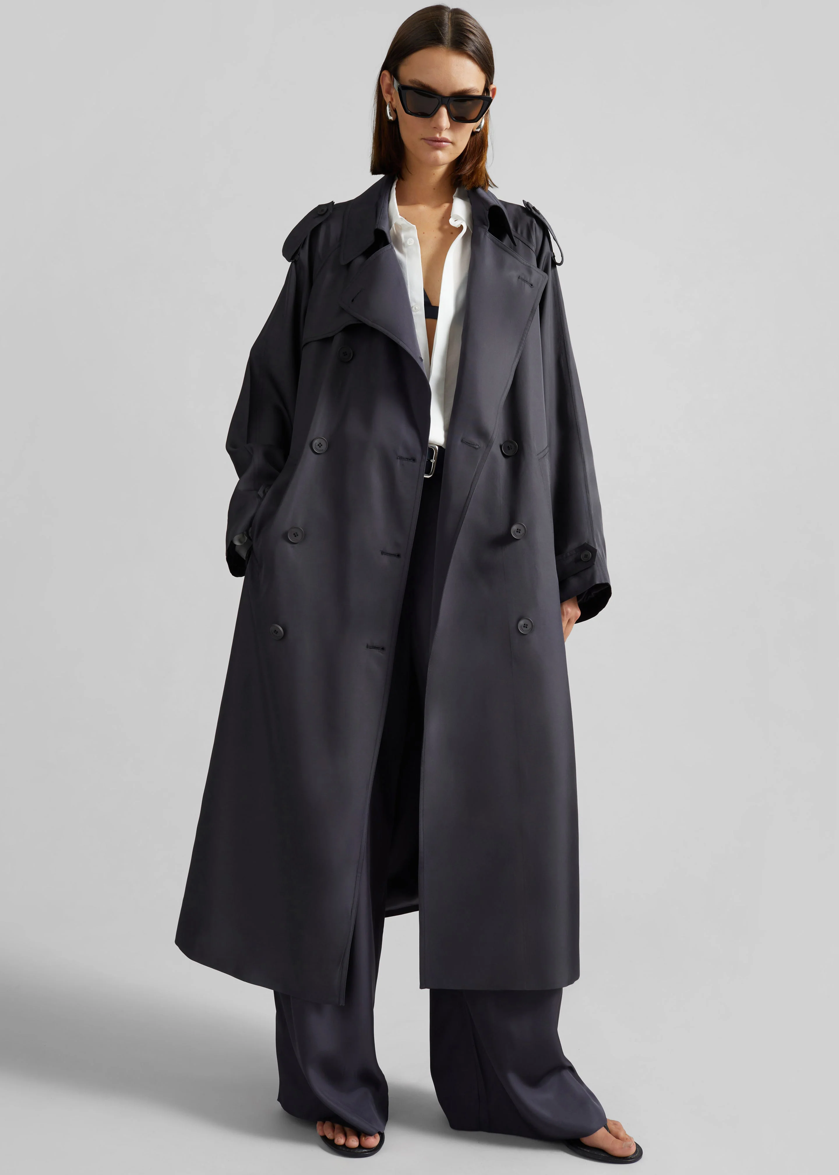 Veyron Silk Trench - Storm Grey - Image 5