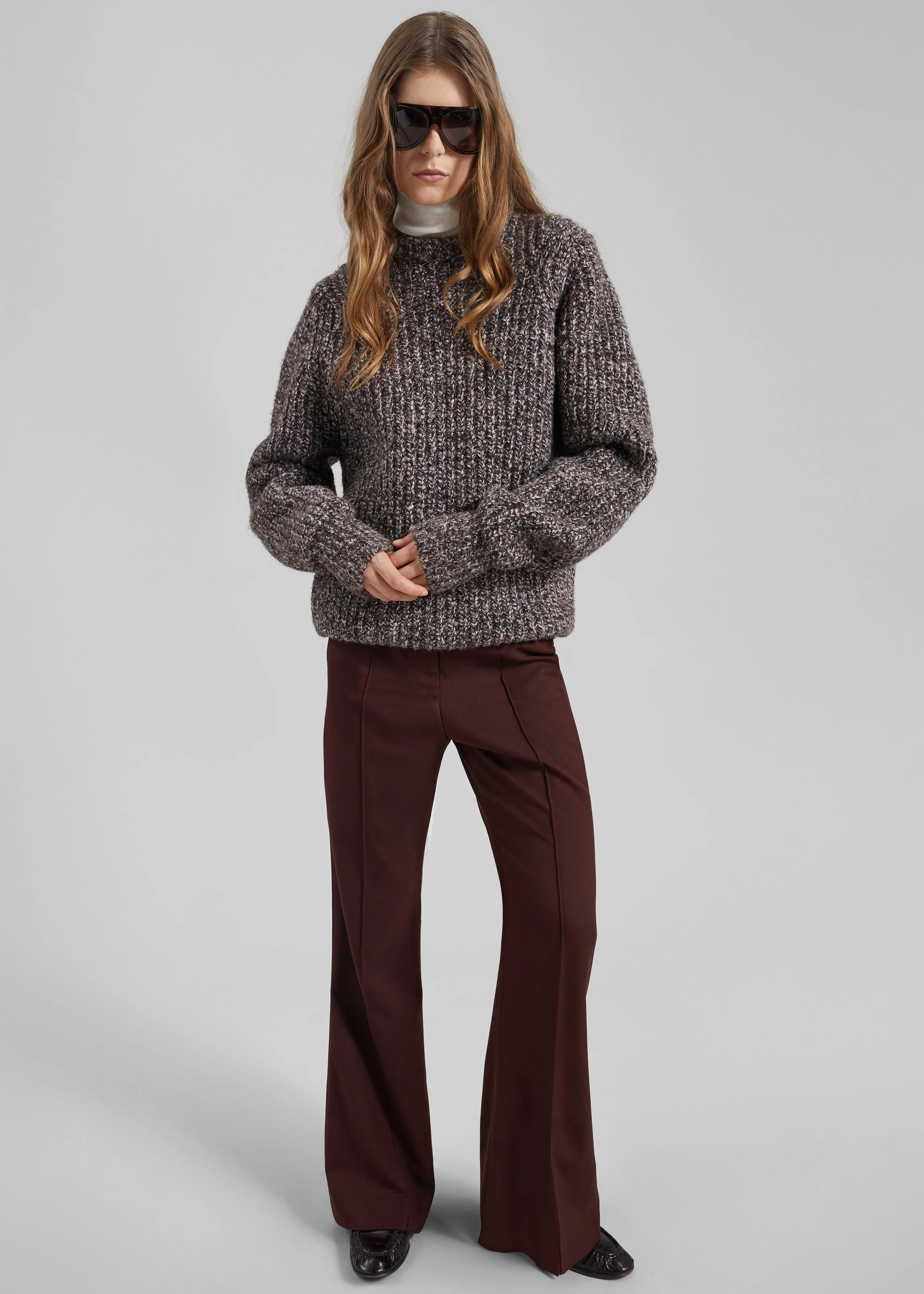 Vezia Chunky Knit Sweater - Brown Melange - Image 2