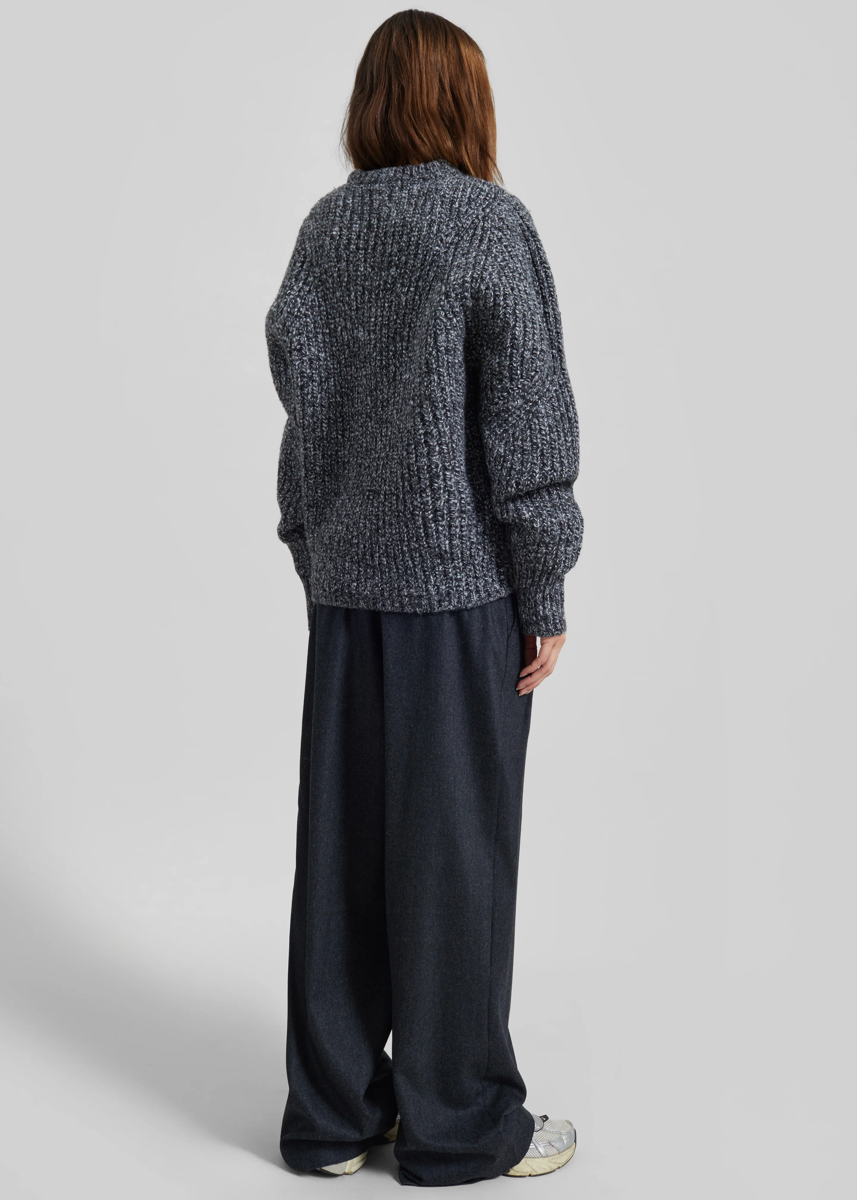 Vezia Chunky Knit Sweater - Dark Grey Melange - Image 7