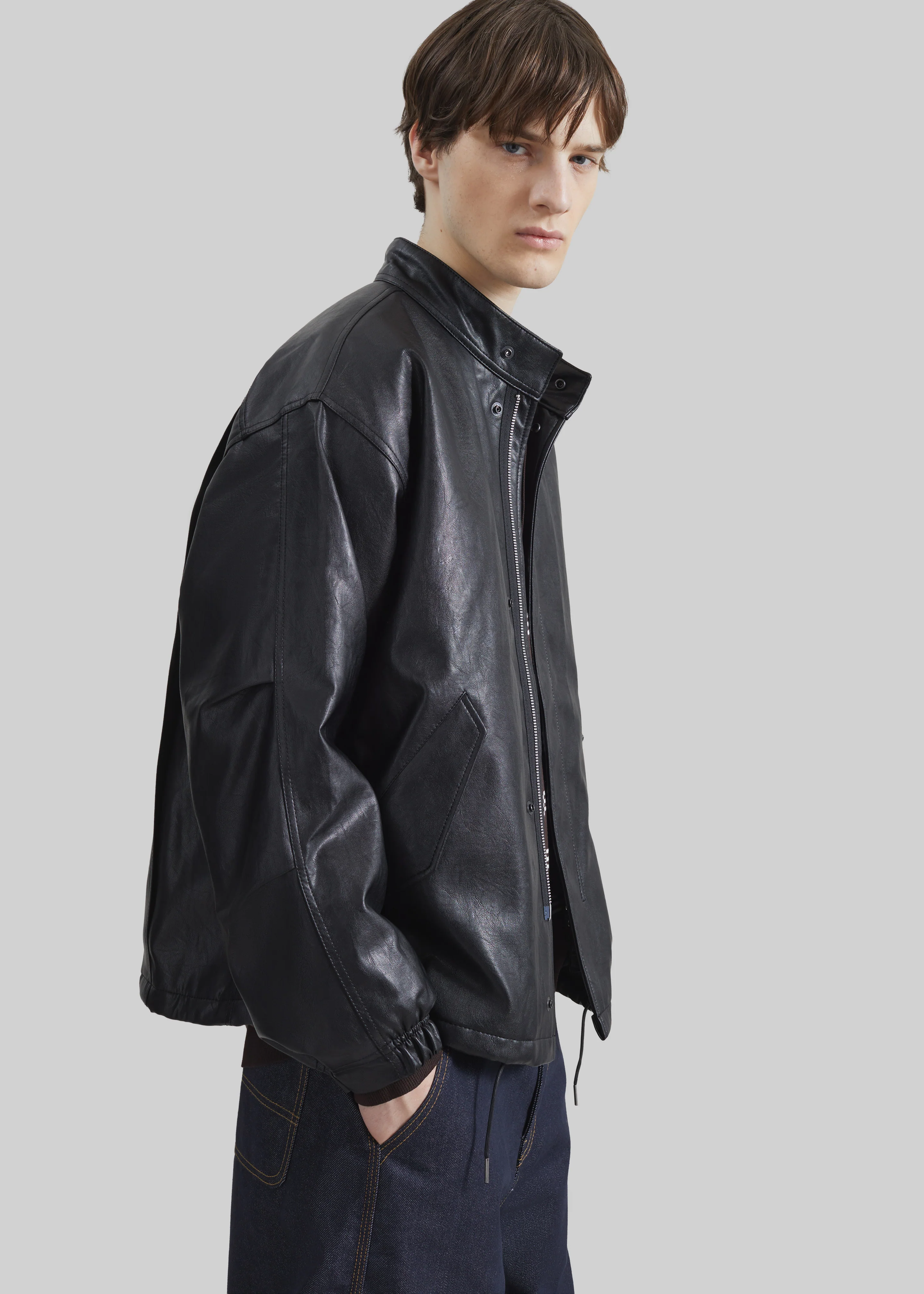 Viborg Faux Leather Jacket - Black - Image 2