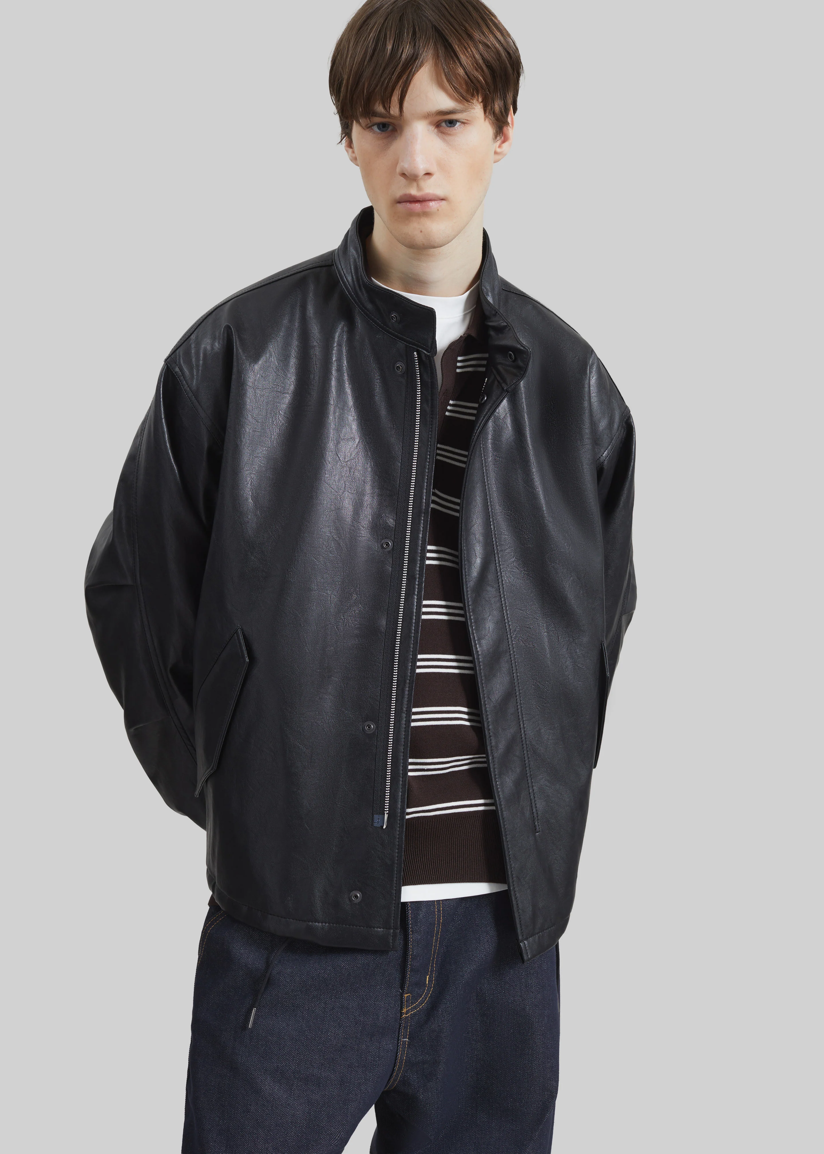 Viborg Faux Leather Jacket - Black - Image 4