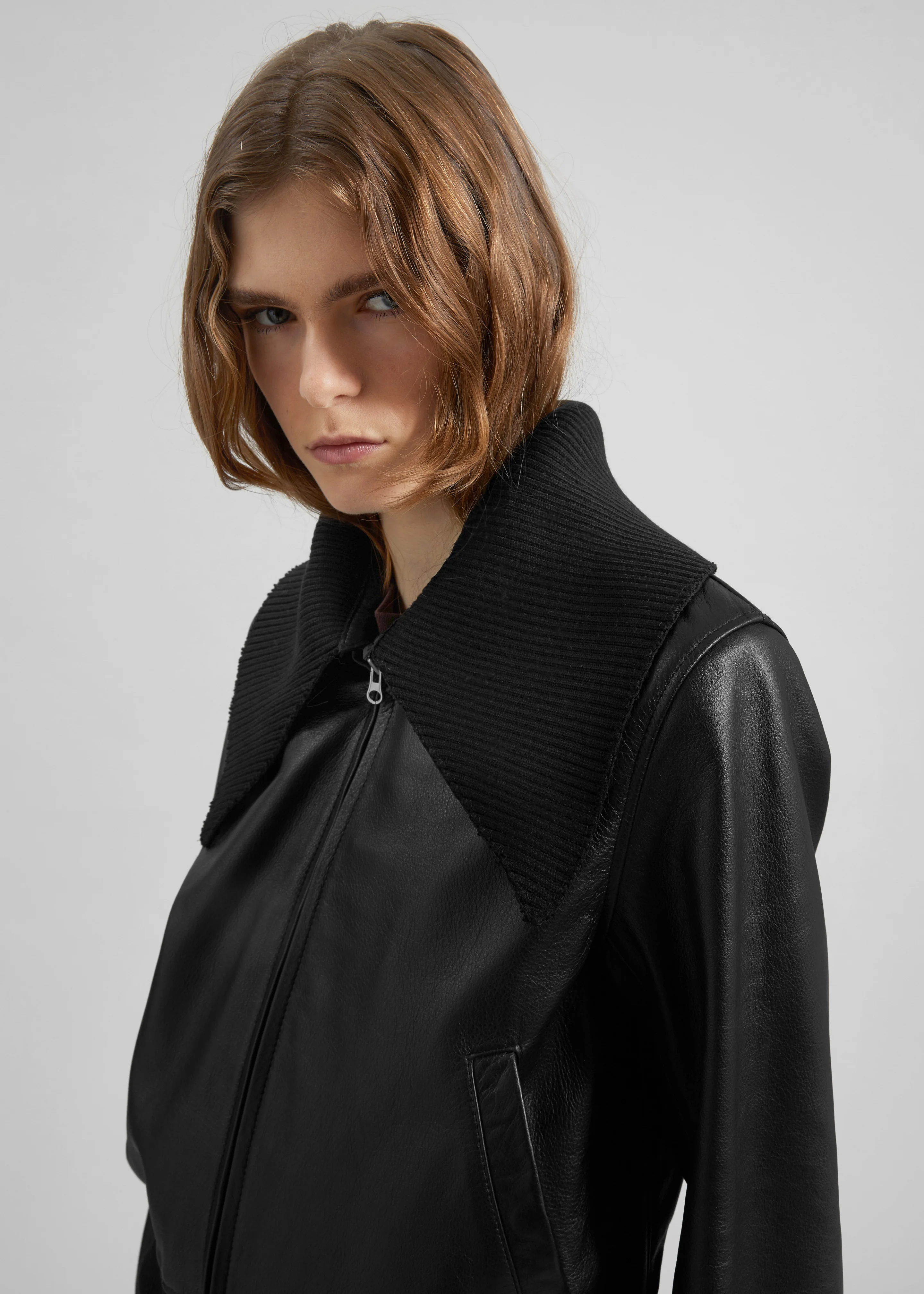 Vidsel Leather Bomber Jacket - Black - Image 4