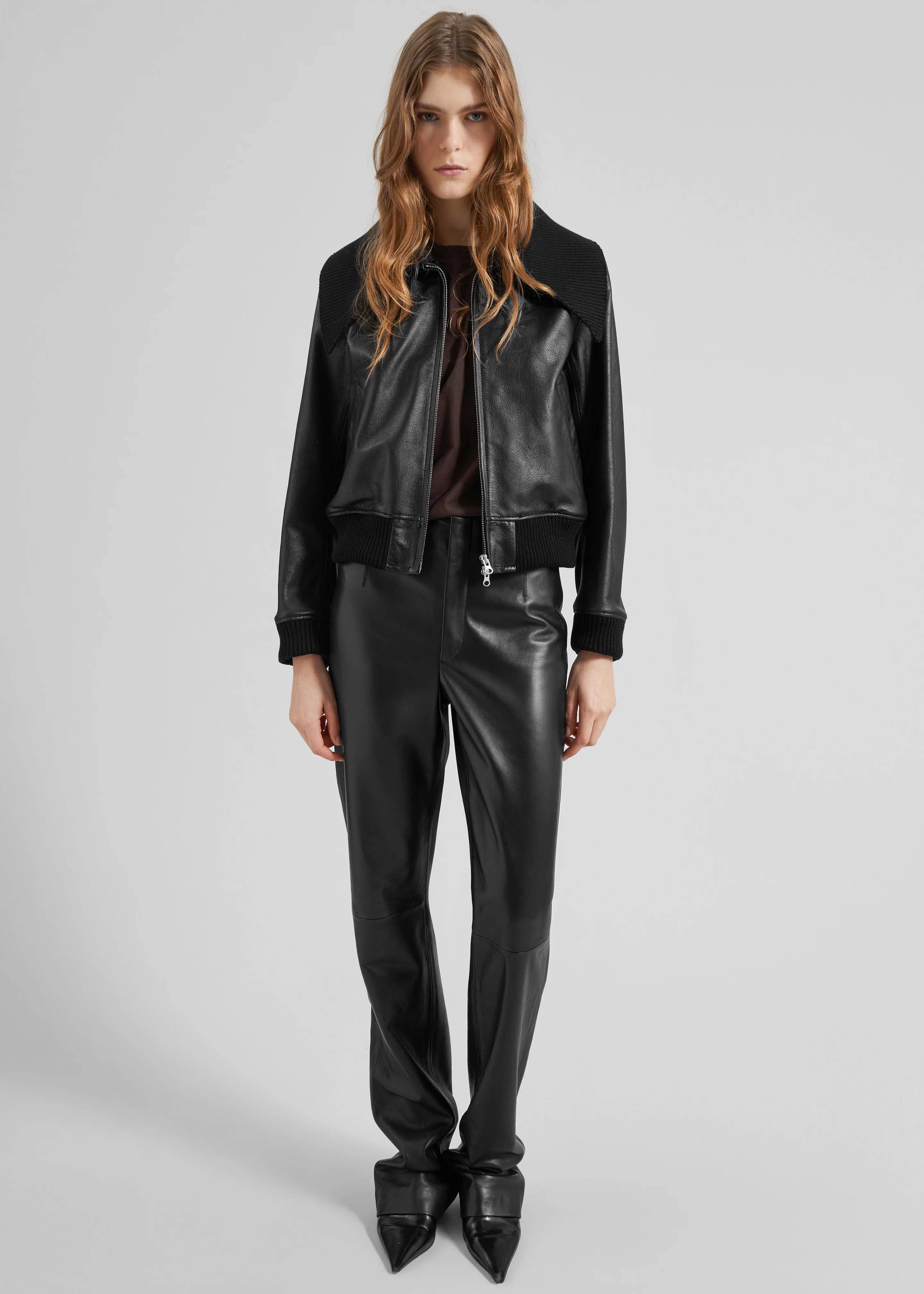 Vidsel Leather Bomber Jacket - Black - Image 6