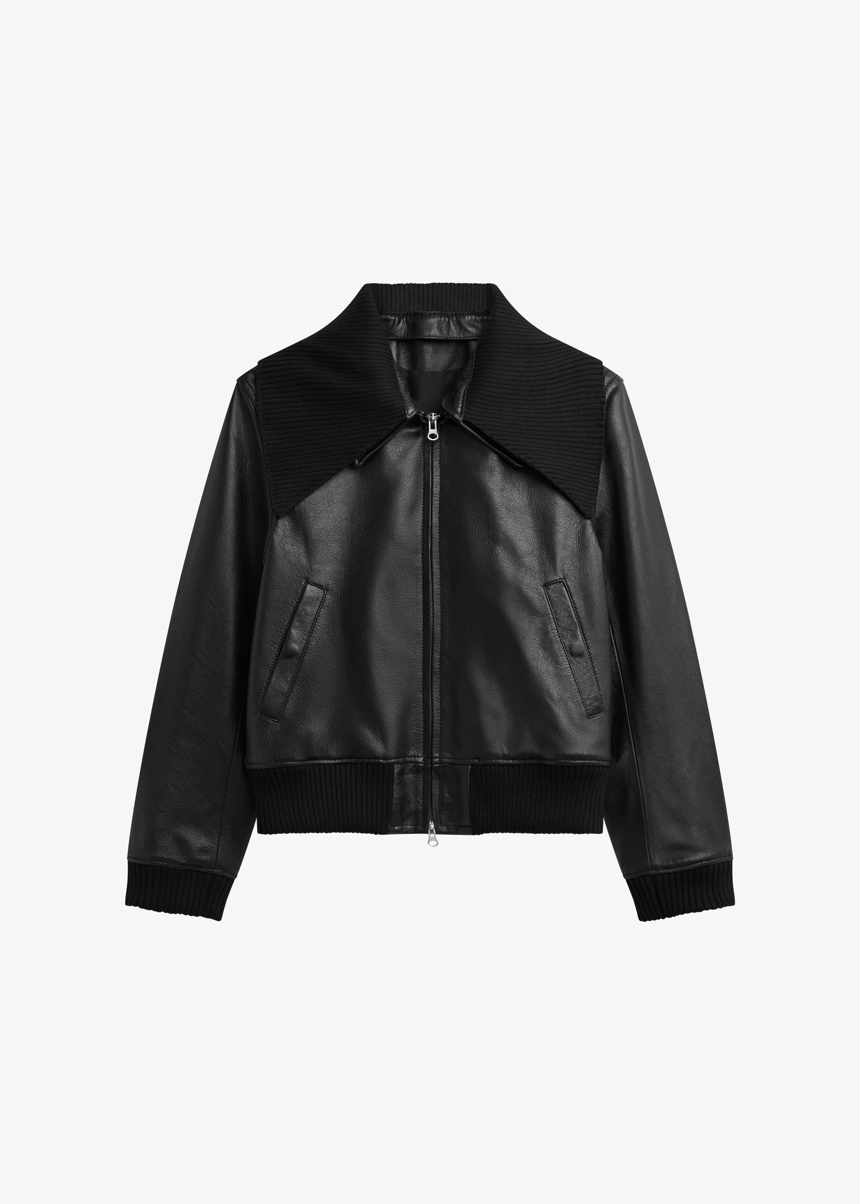 Vidsel Leather Bomber Jacket - Black - Image 9