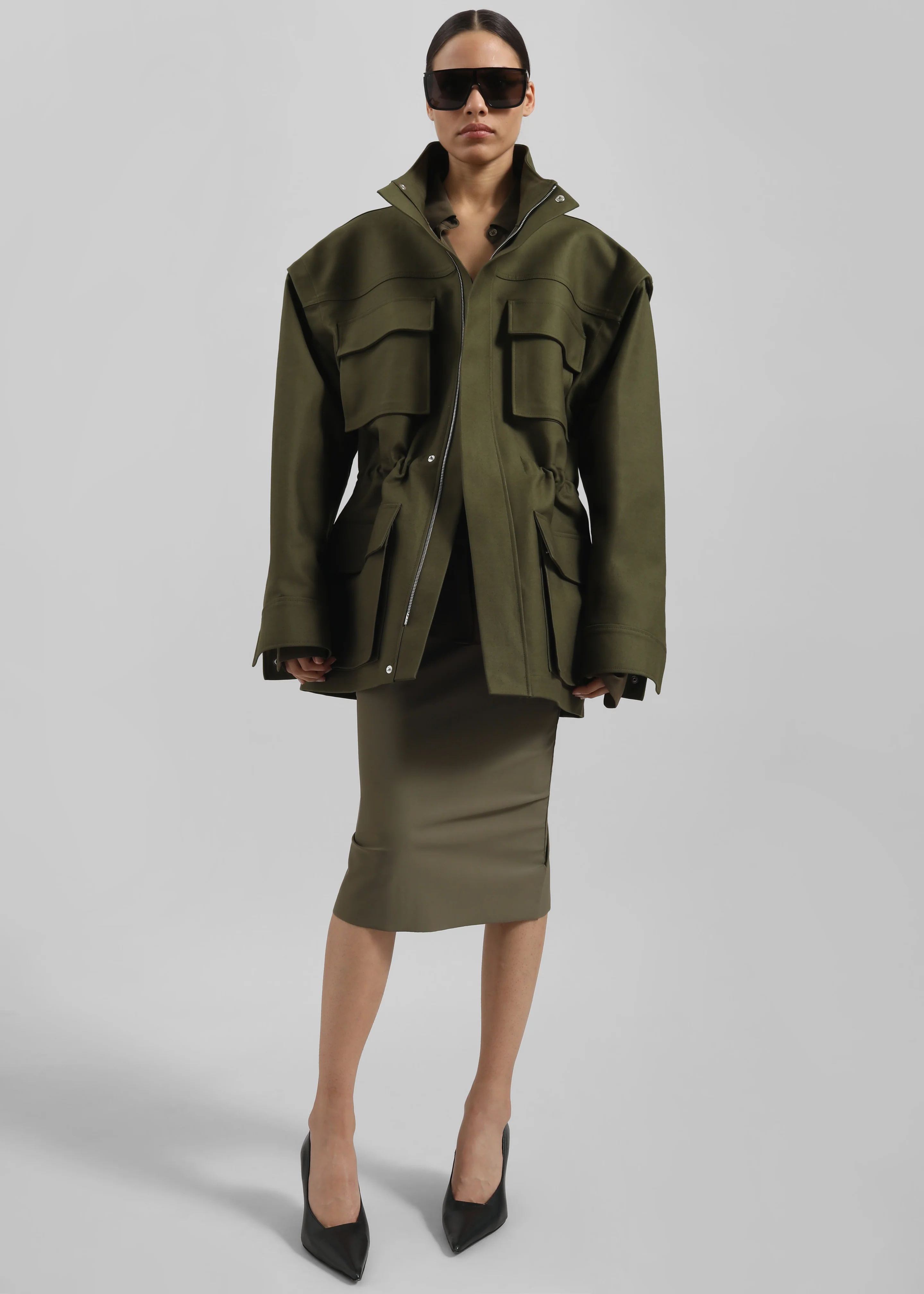 Viera Midi Skirt - Khaki - Image 2