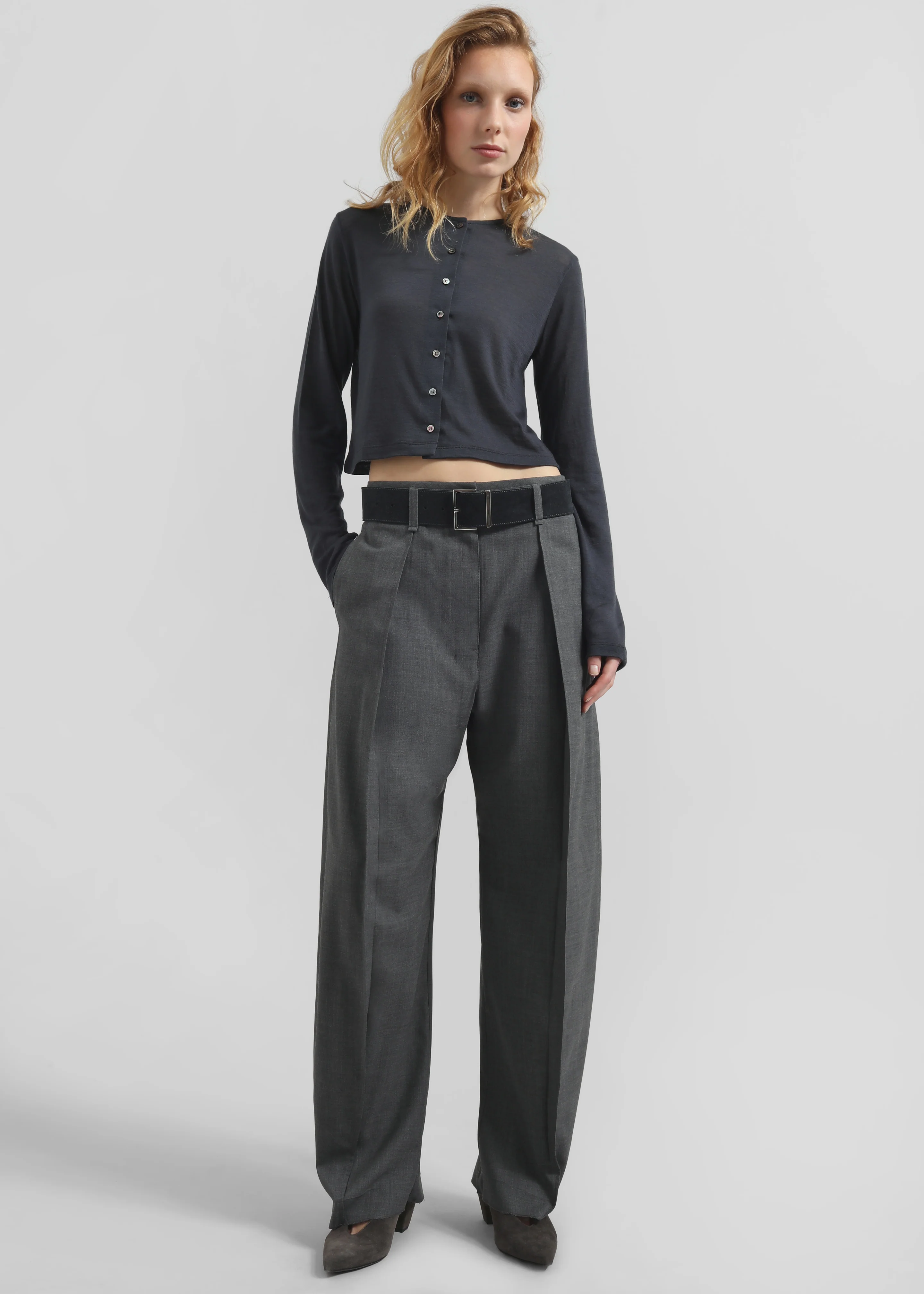 Vinni Thin Wool Cardigan - Navy - Image 4