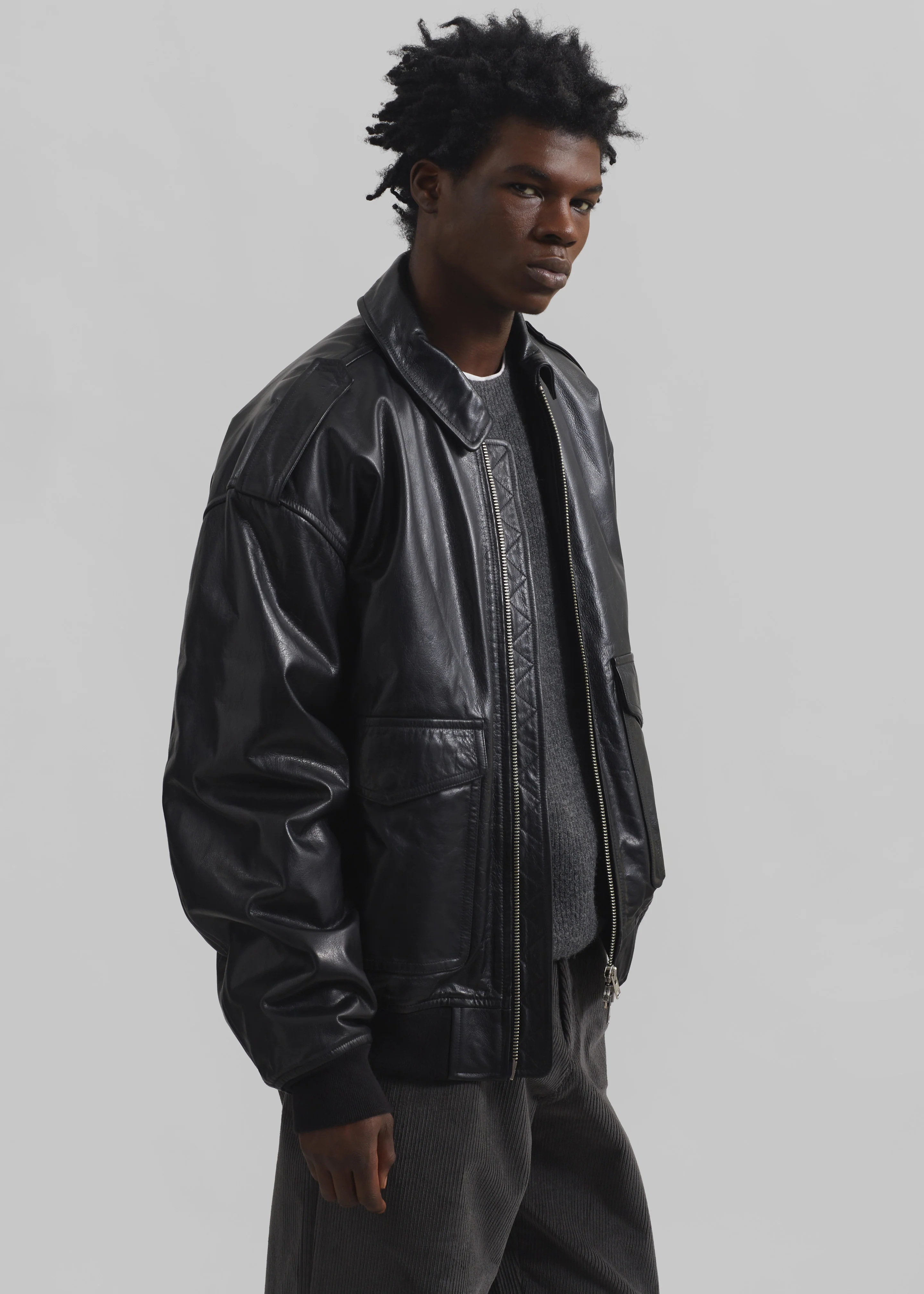 Viper Leather Jacket - Black - Image 11