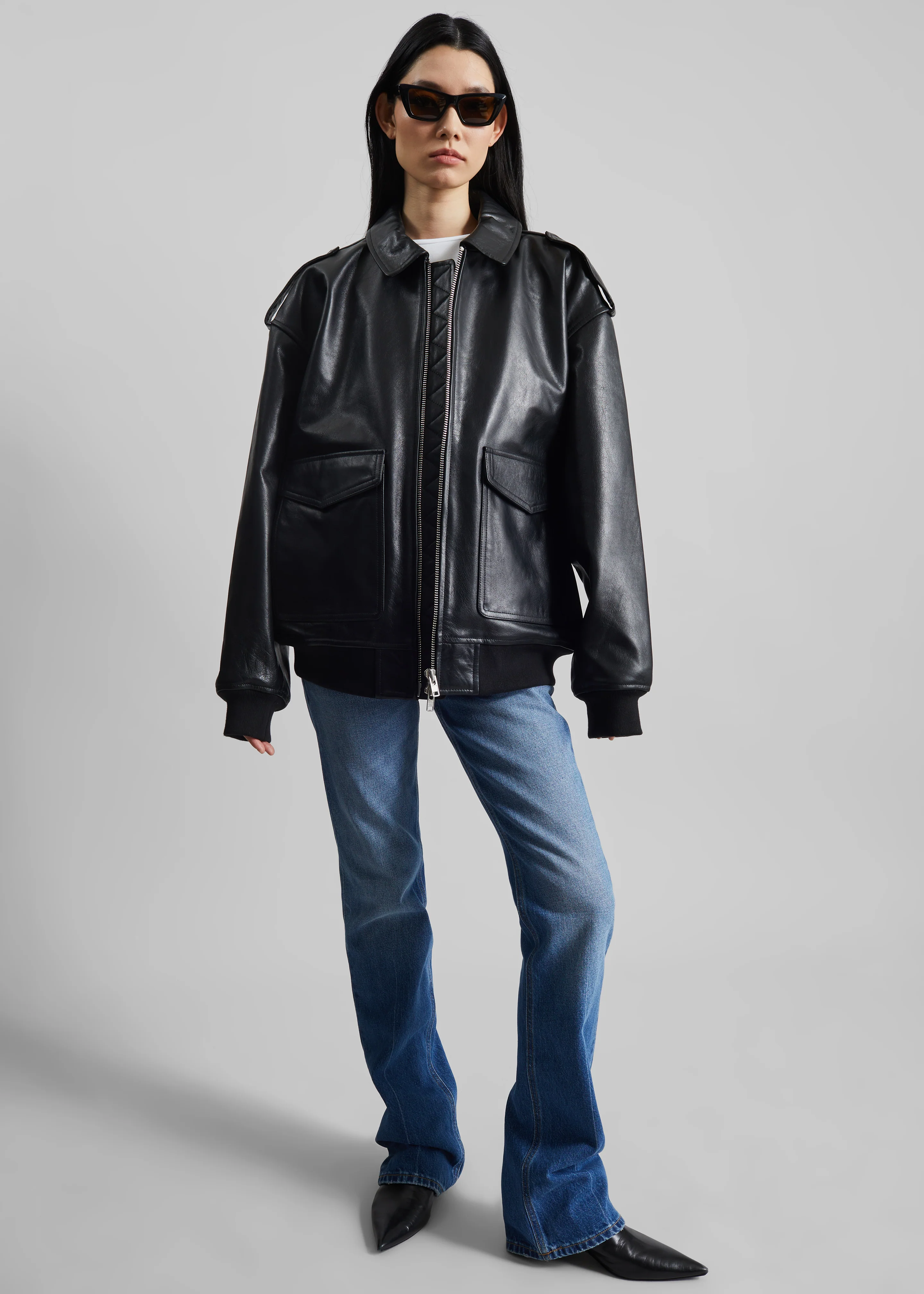 Viper Leather Jacket - Black - Image 5