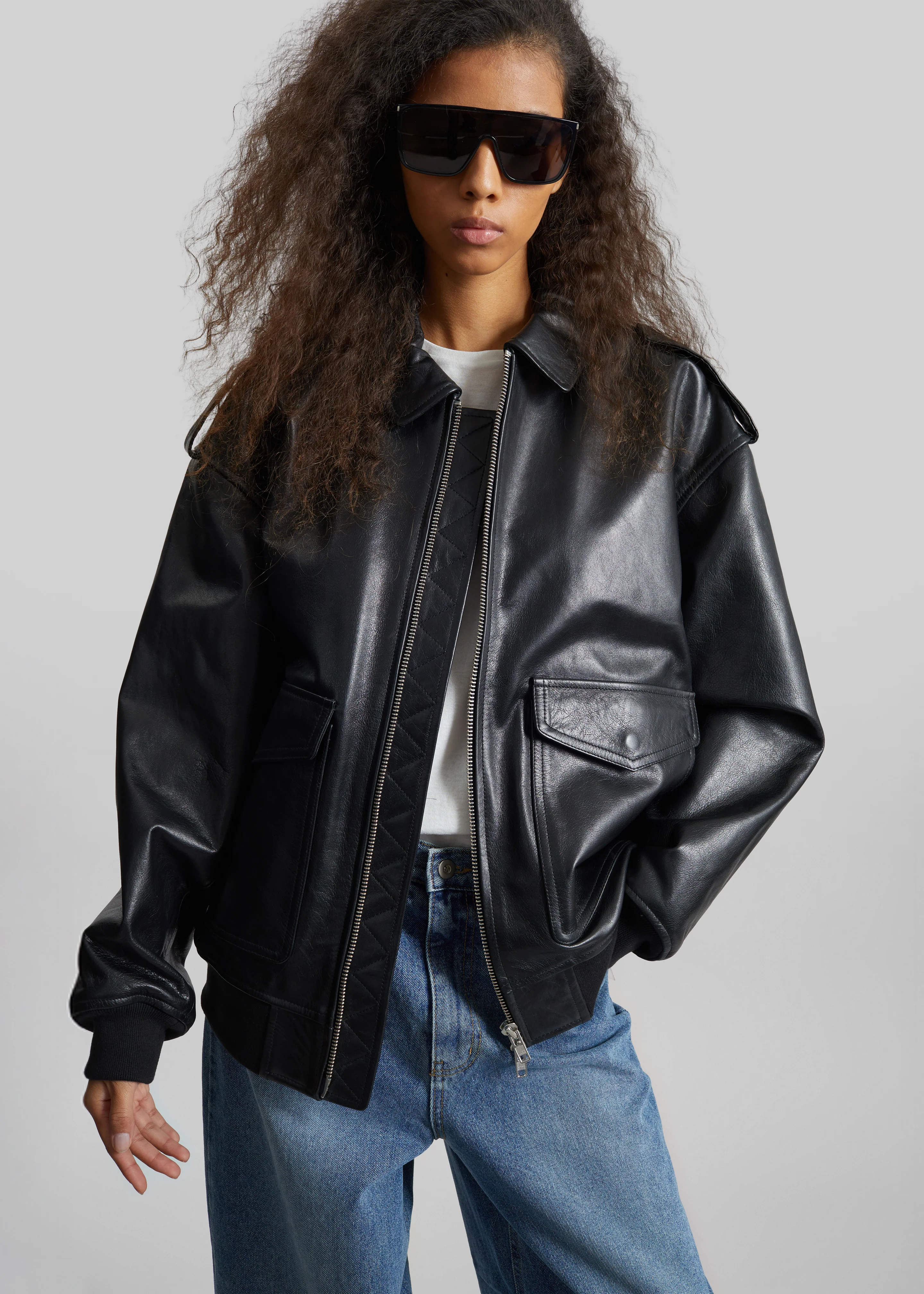 Viper Leather Jacket - Black - Image 6