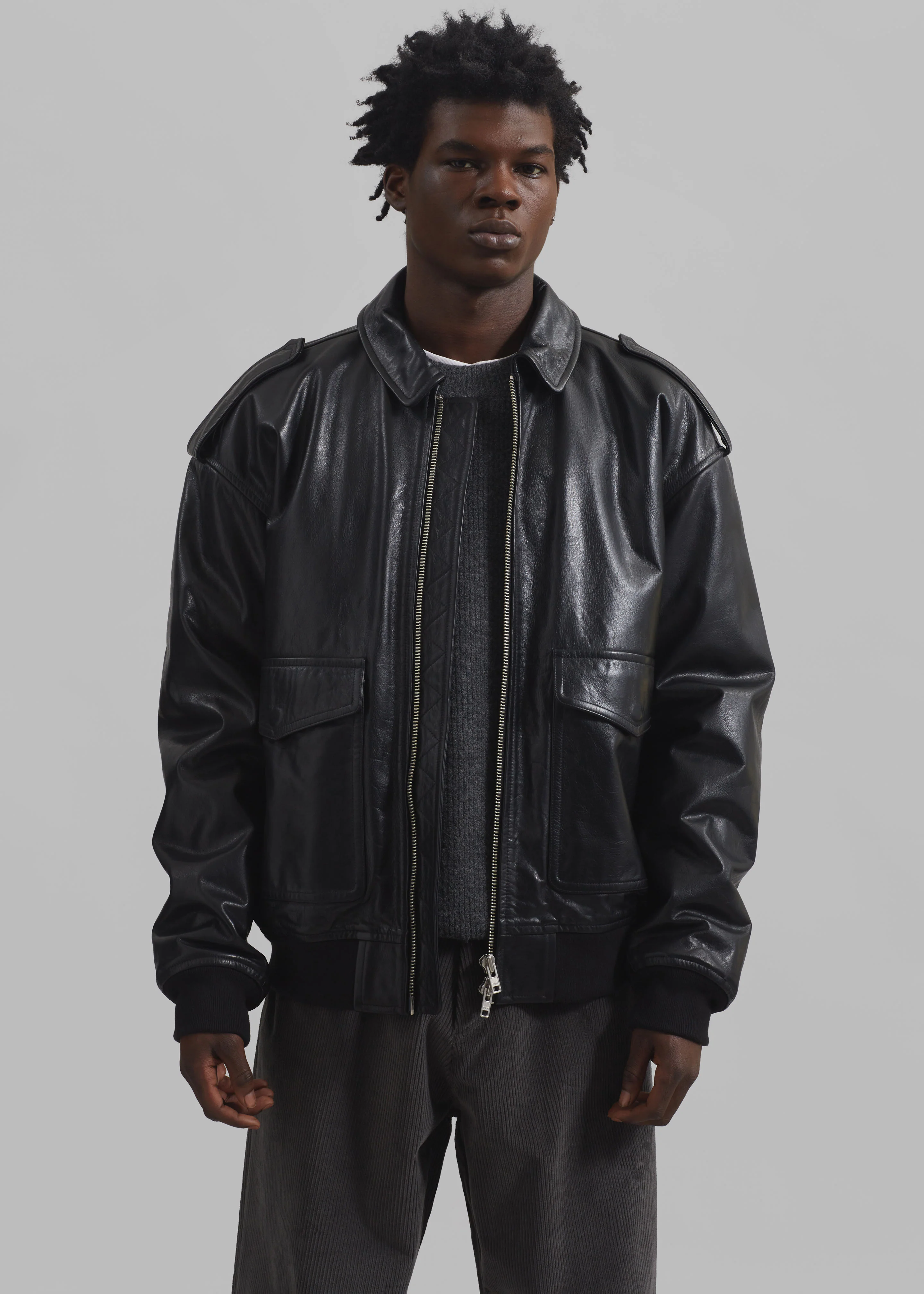 Viper Leather Jacket - Black - Image 9