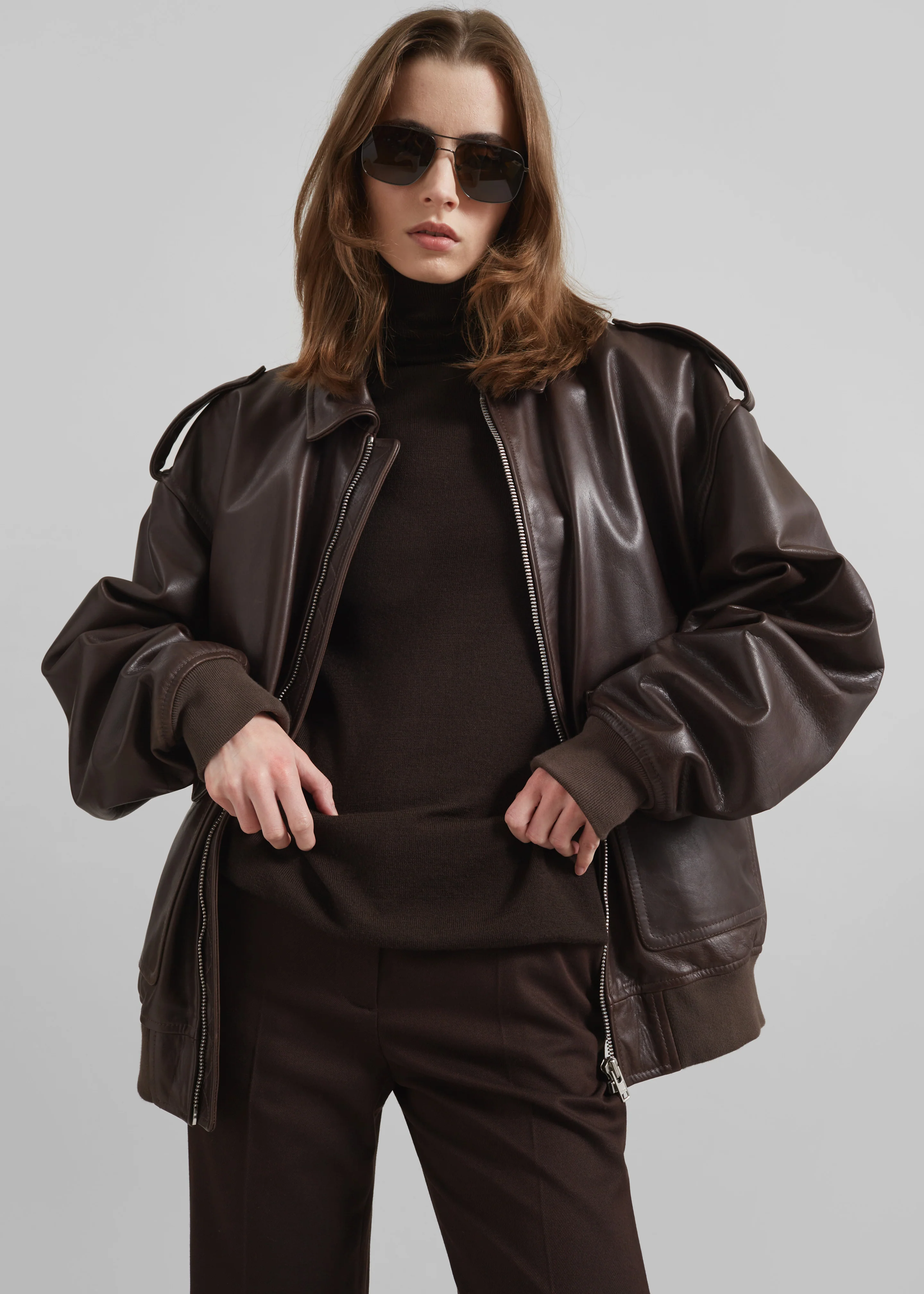 Viper Leather Jacket - Brown - Image 2